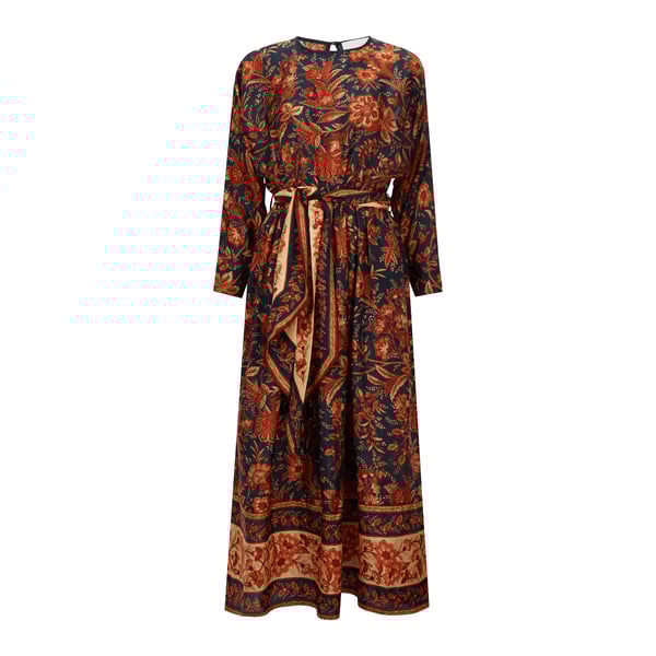 Zimmermann Belted Floral-print Silk Habotai Midi Dress In Multi