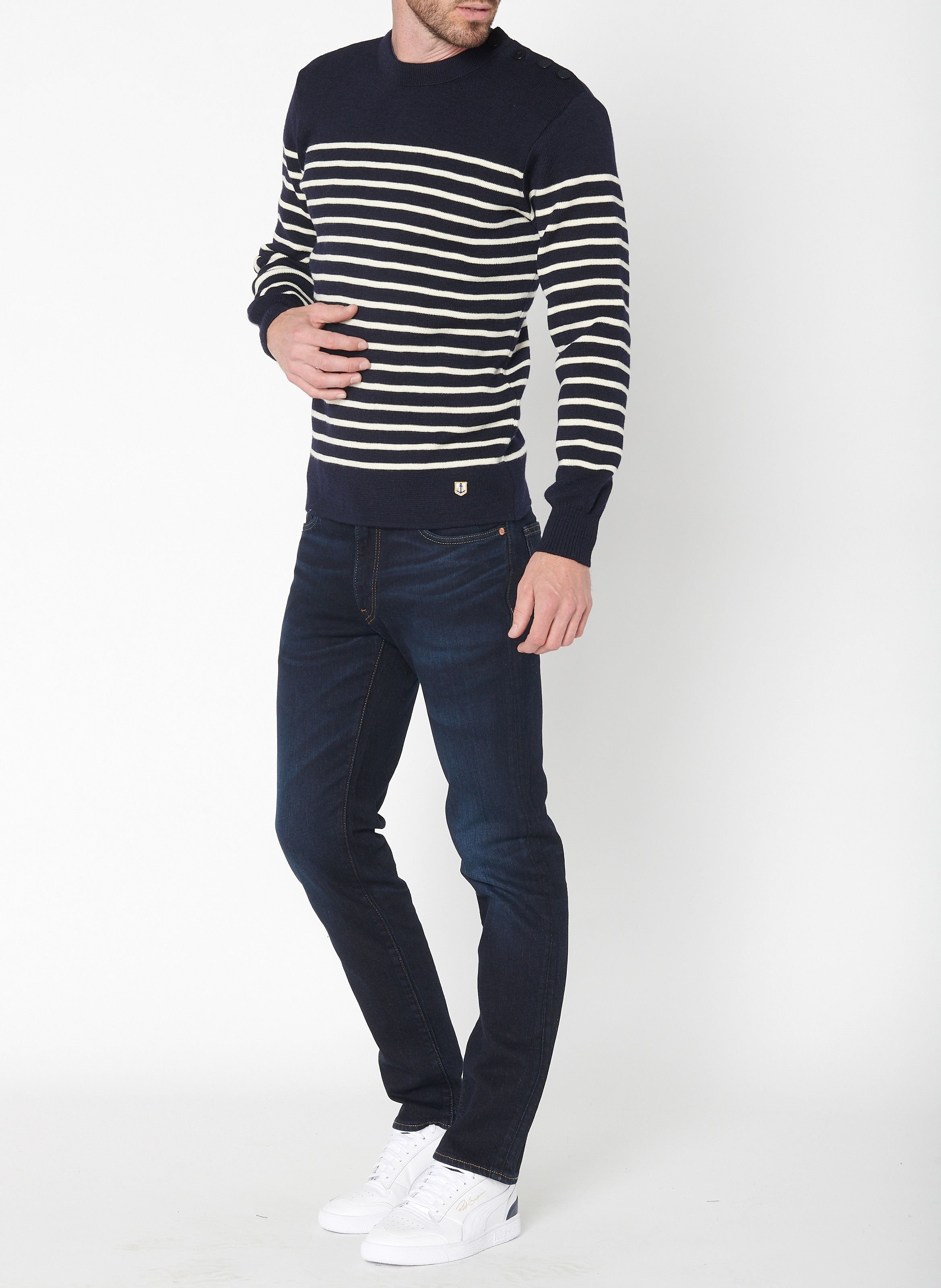 Pull col rond regular-fit en laine ARMOR-LUX Multicolore