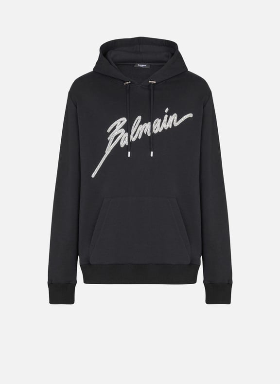 Hoodie brodé balmain lettre Noir by BALMAIN BALMAIN Hoodie brodé balmain lettre Noir