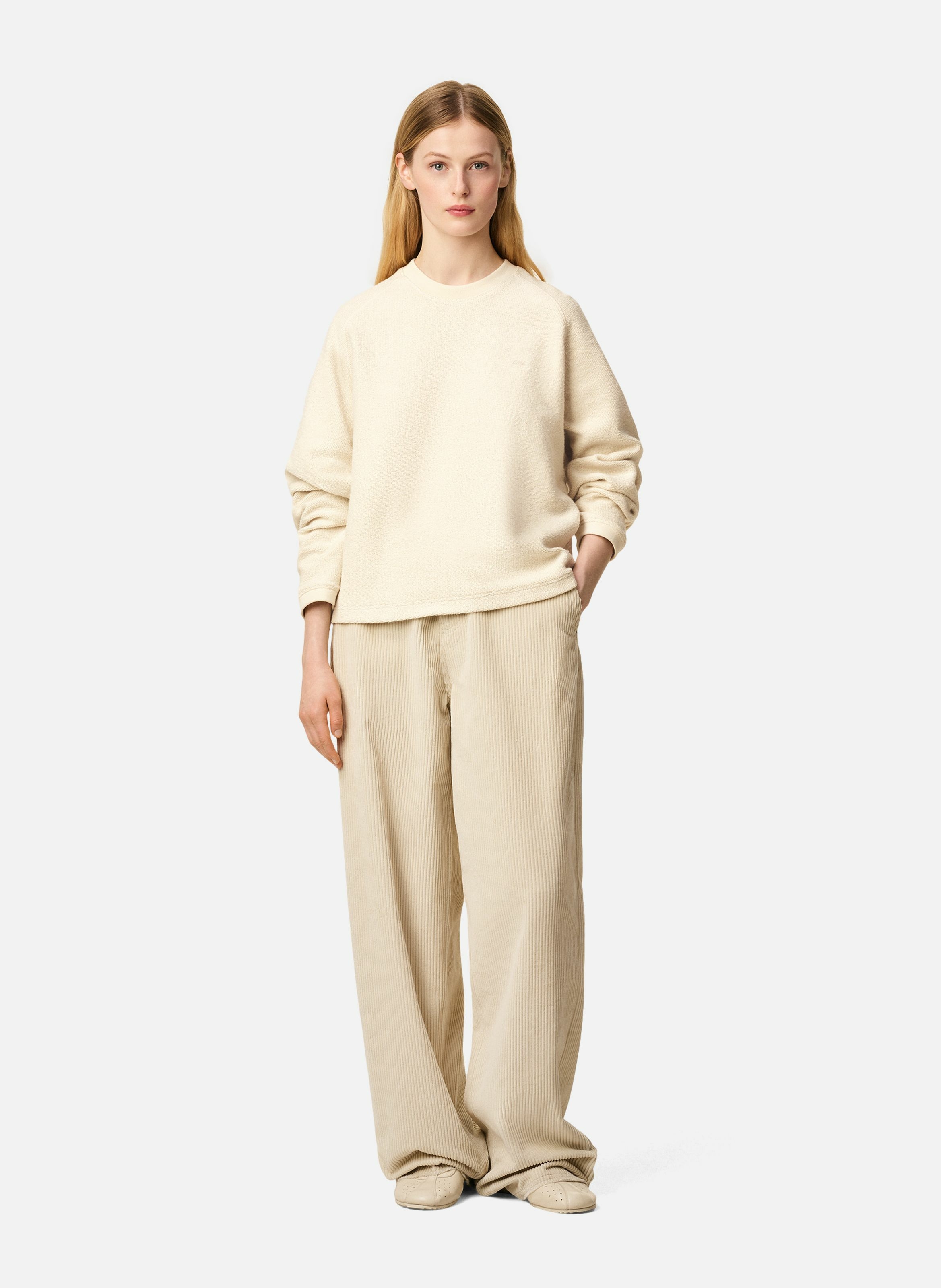 Sweatshirt col rond manches raglan en coton unisexe AMI PARIS Blanc