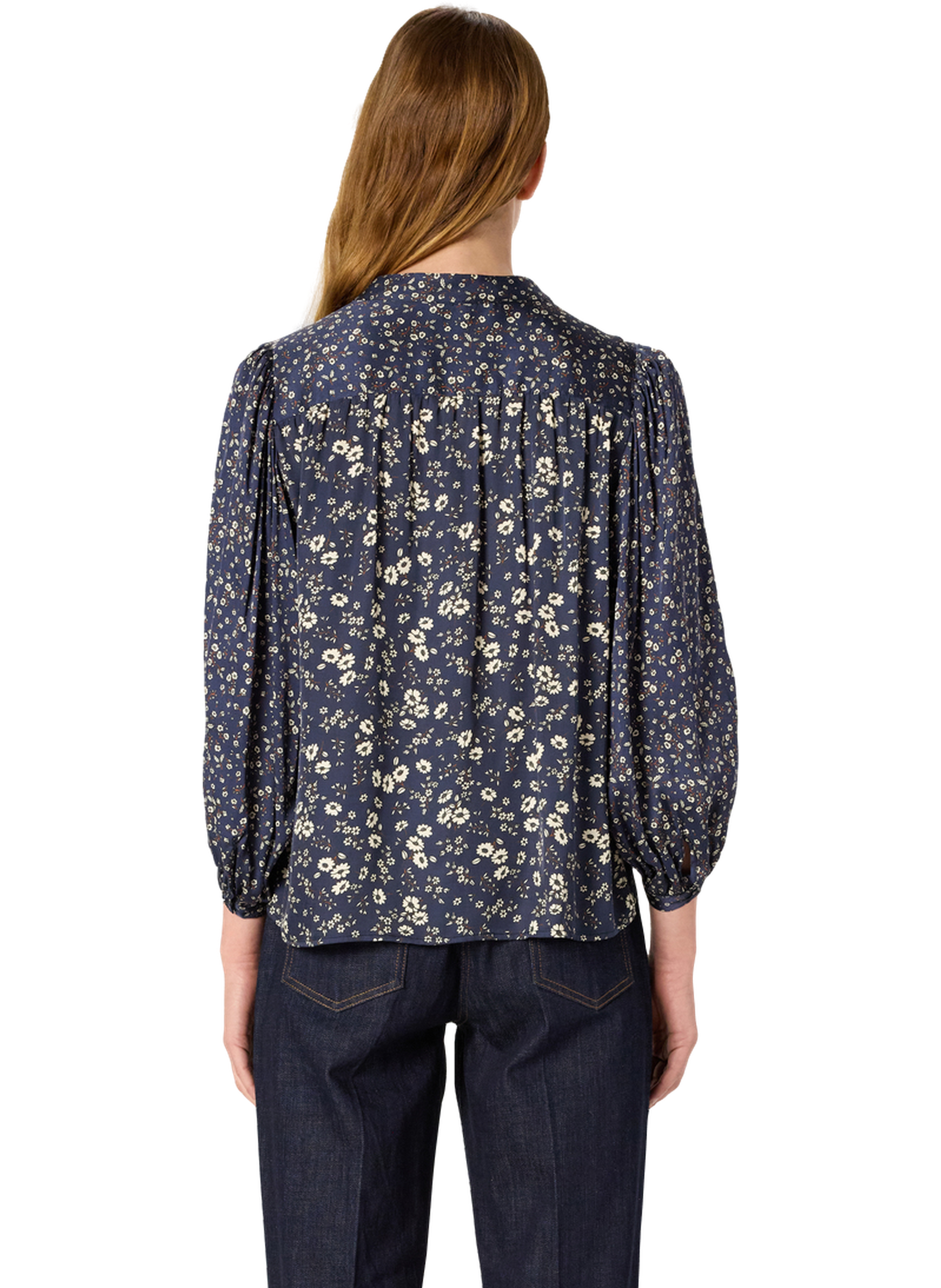 Chemise à fleurs en satin - anaelle GERARD DAREL Bleu