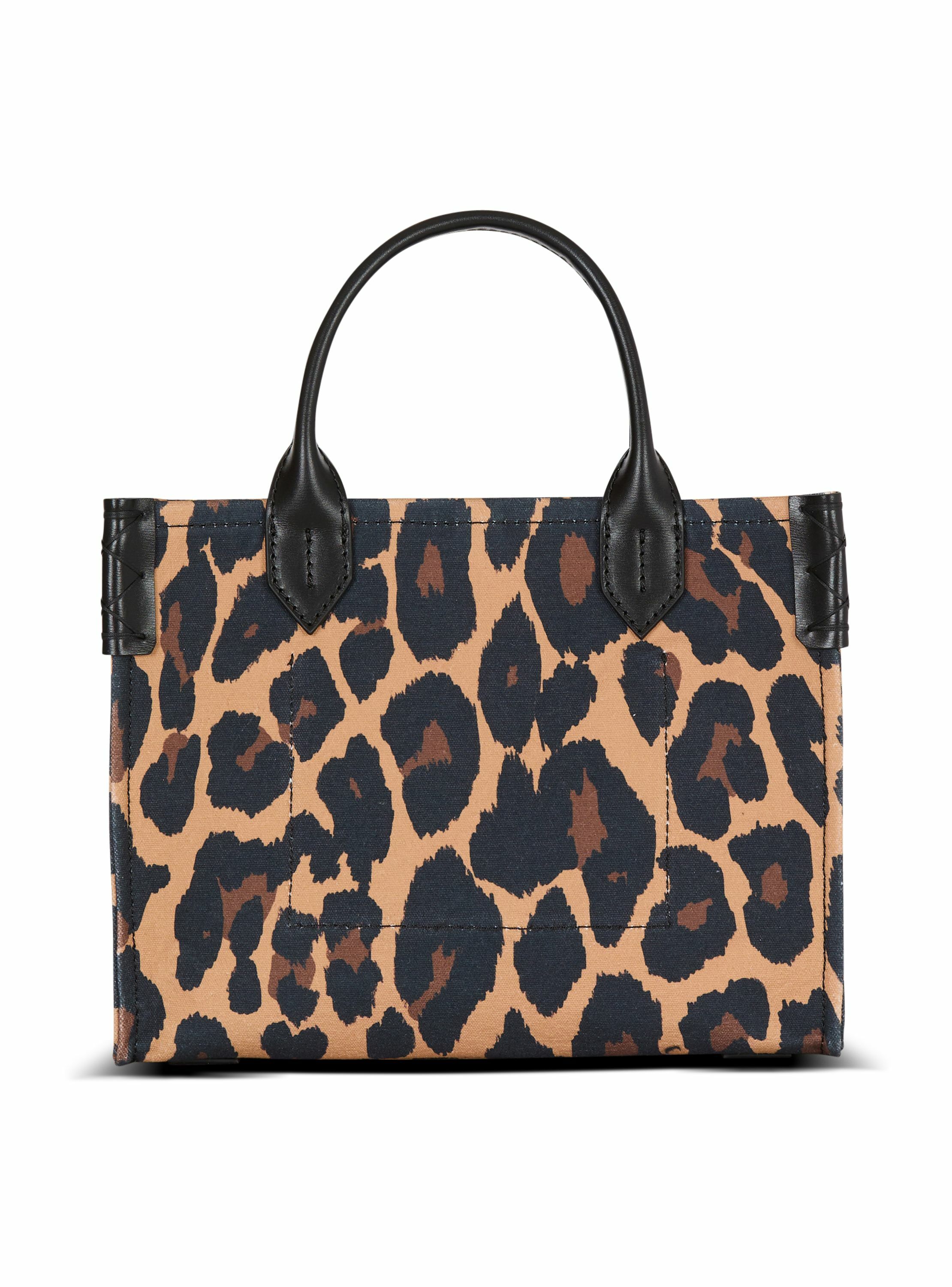 Sac cabas b-army small en toile imprimée motif léopard BALMAIN Marron