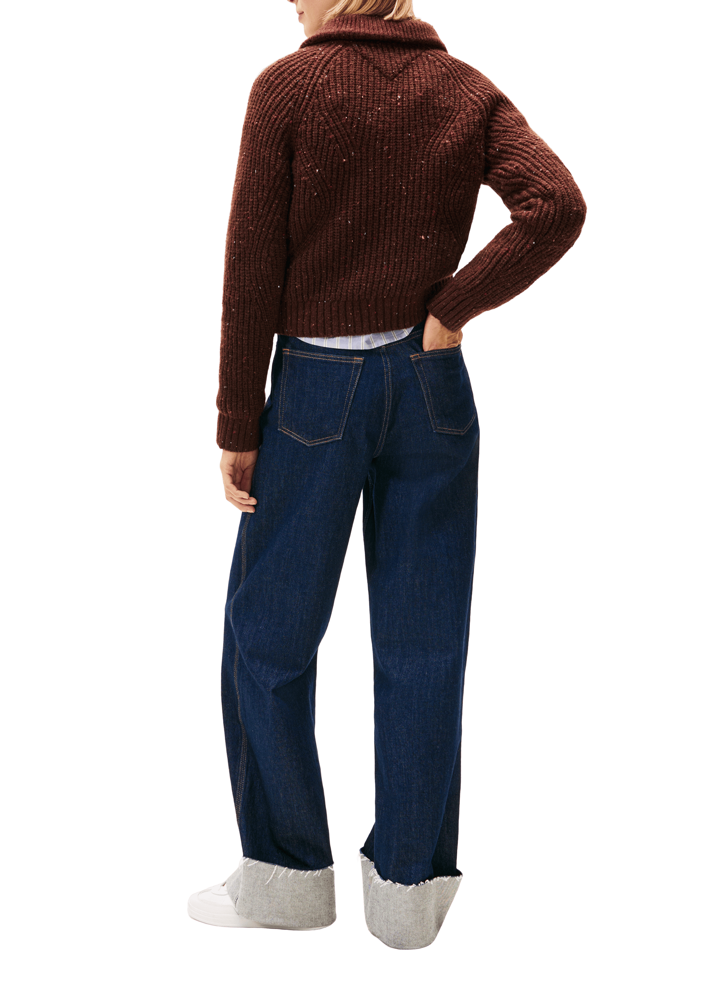 Zippered sweater with logo wool TOMMY HILFIGER Brown