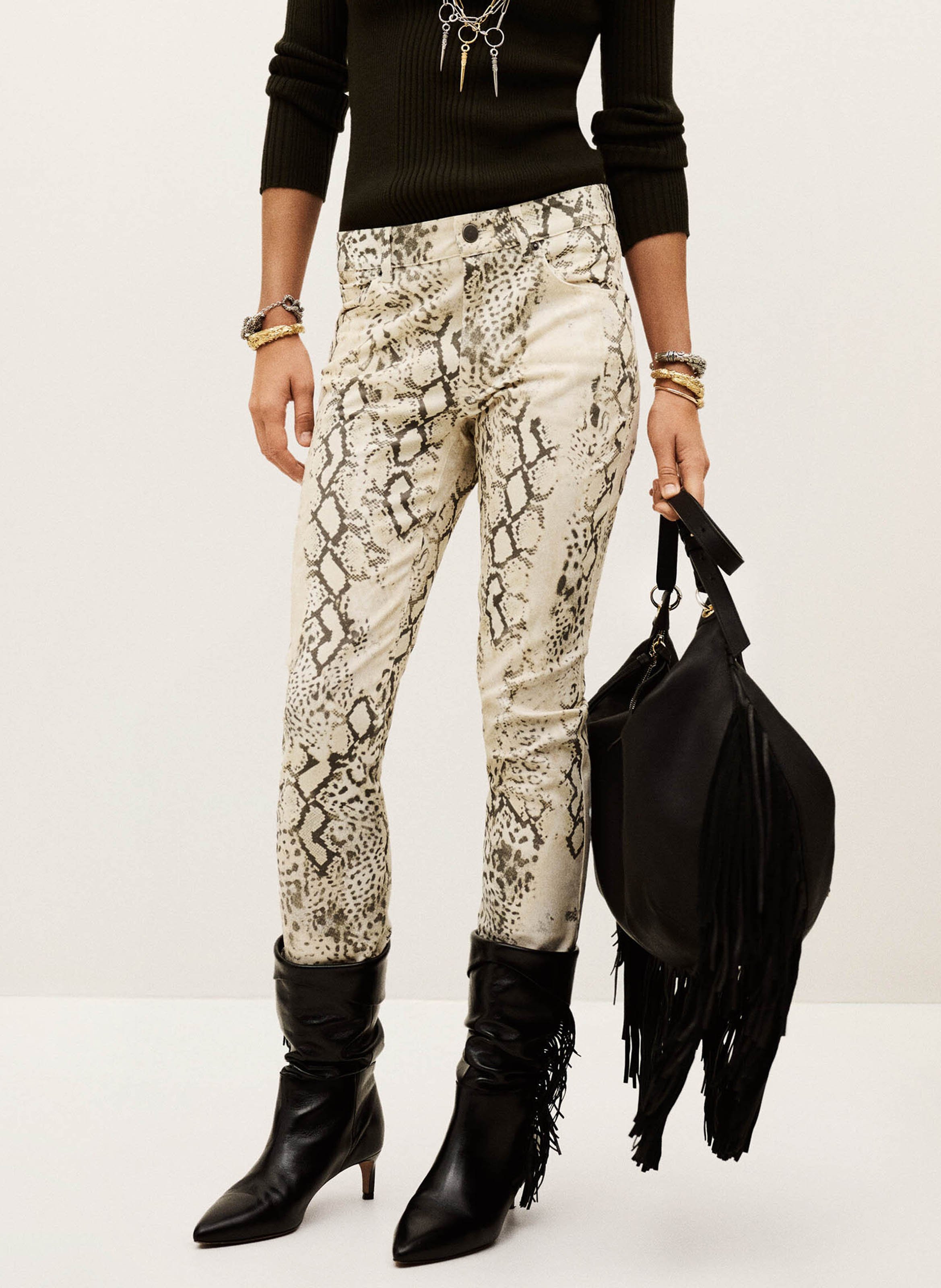 Jean droit motif python stinsy BA&SH Beige