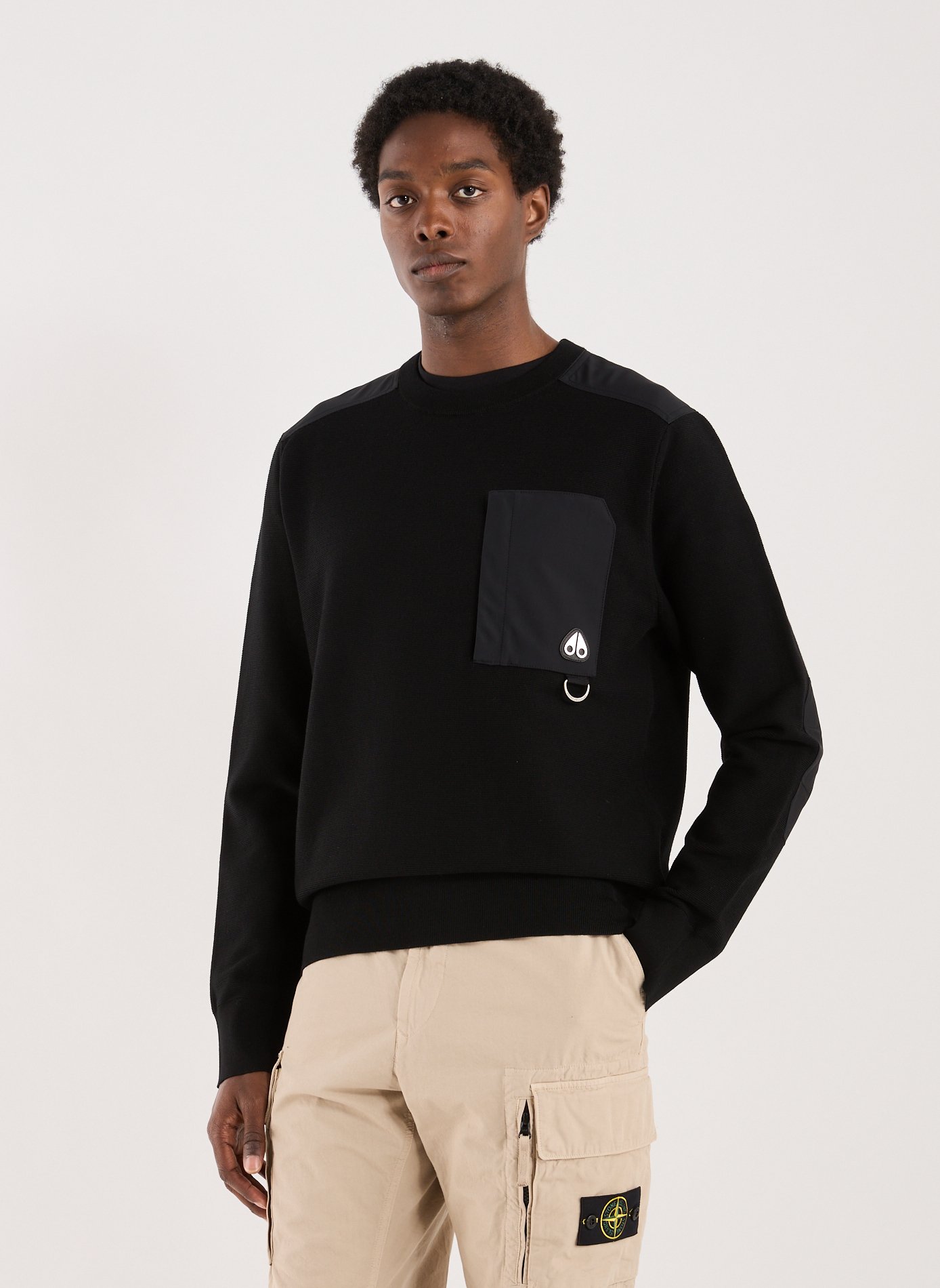 MOOSE KNUCKLES Sweatshirt texturé bi-matière Noir