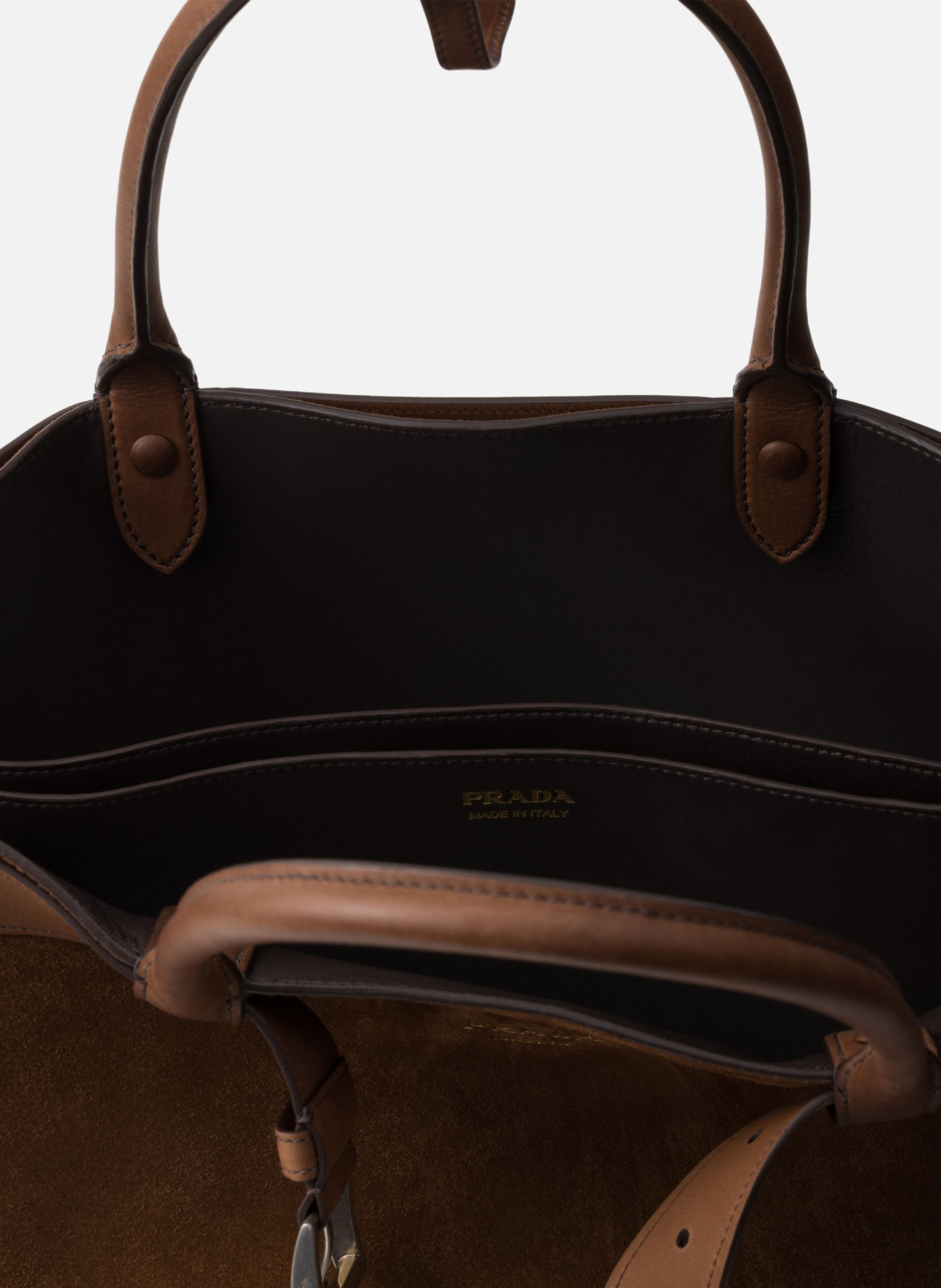 Sac prada buckle en suède avec ceinture PRADA Marron