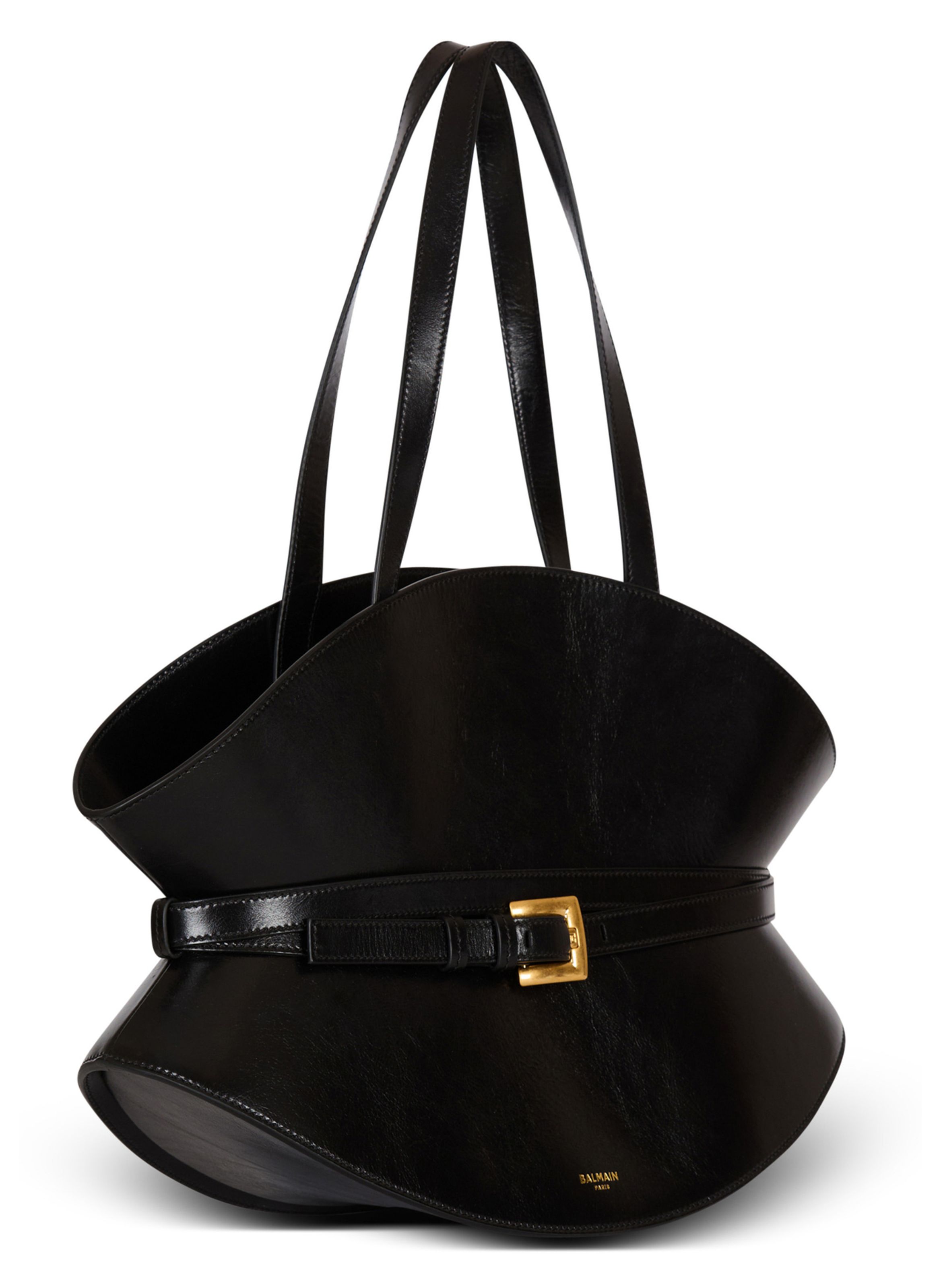 Sac shuffle medium en cuir de veau BALMAIN Noir