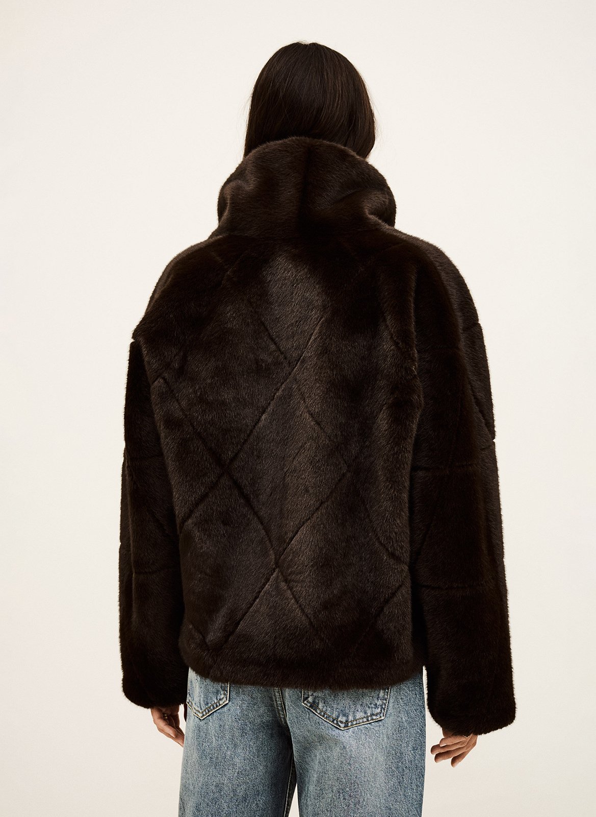 Manteau large col à revers effet fourrure pinie BA&SH Marron