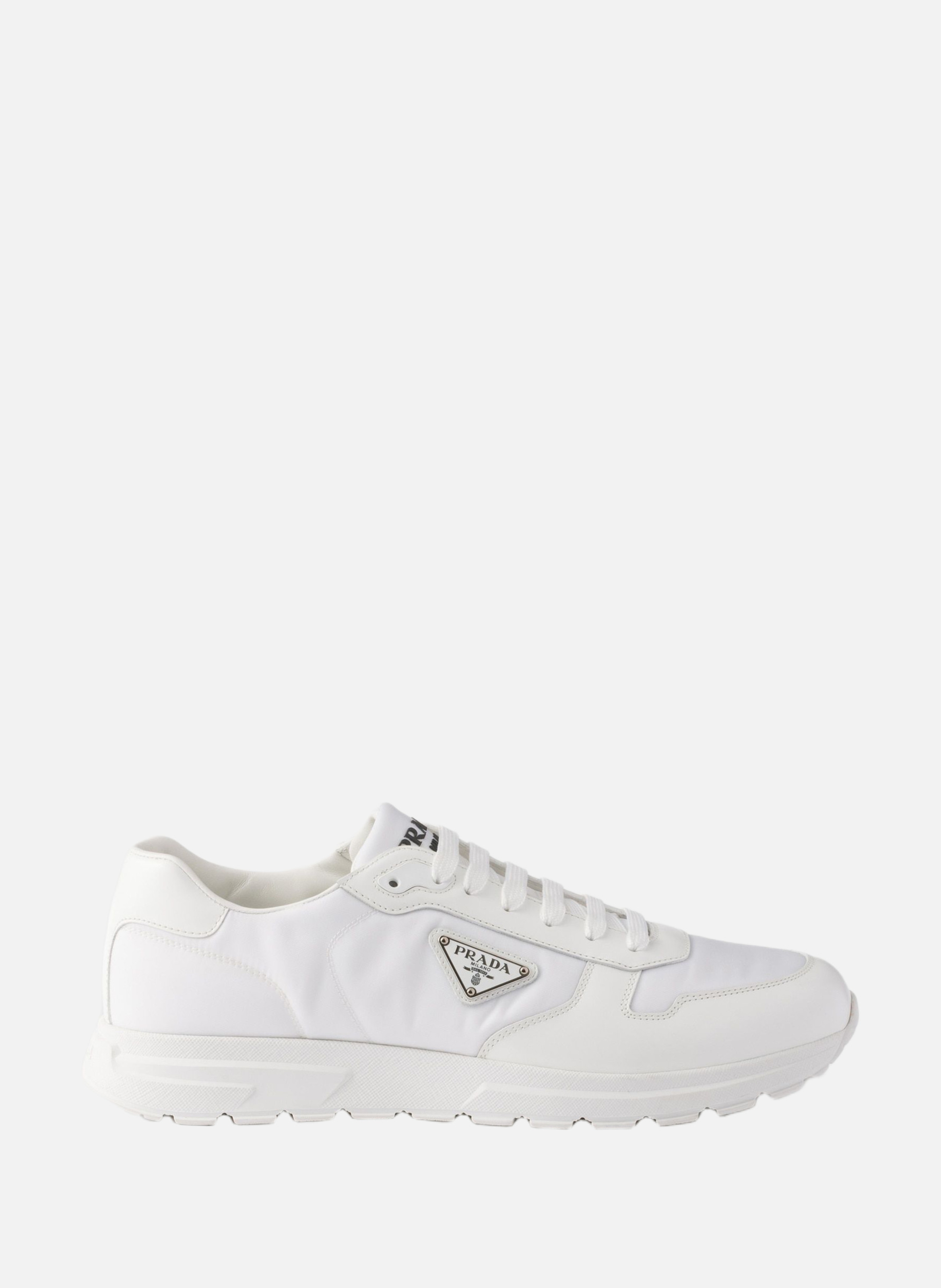Sneakers prax 01 en cuir brossé et re-nylon PRADA Blanc