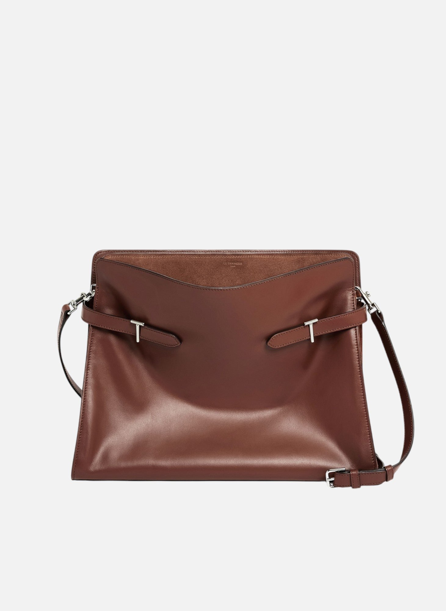 Sac porté épaule modèle maxi emie en cuir lisse et nubuck LE TANNEUR Marron