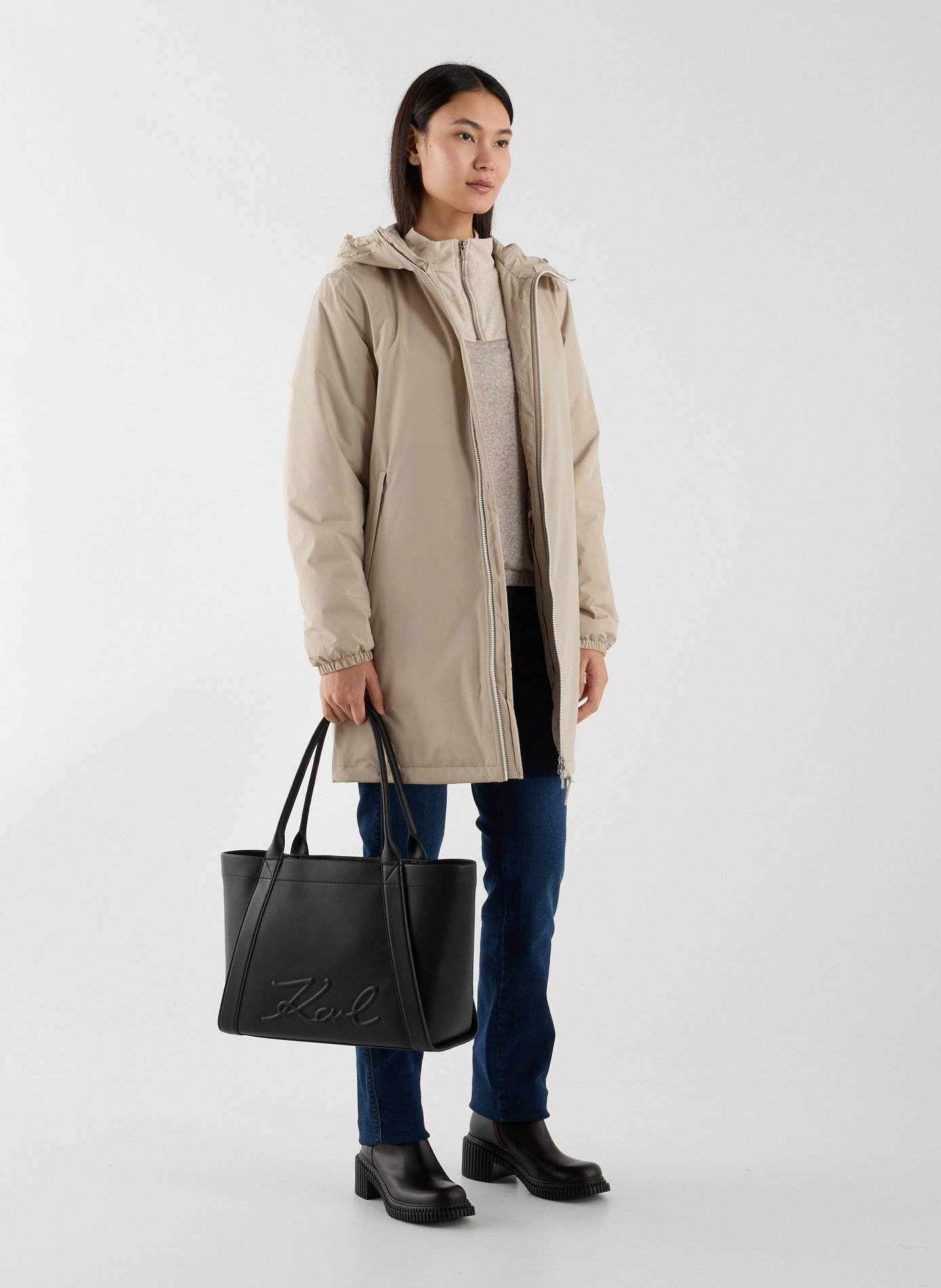 Parka droite à capuche AIGLE Beige
