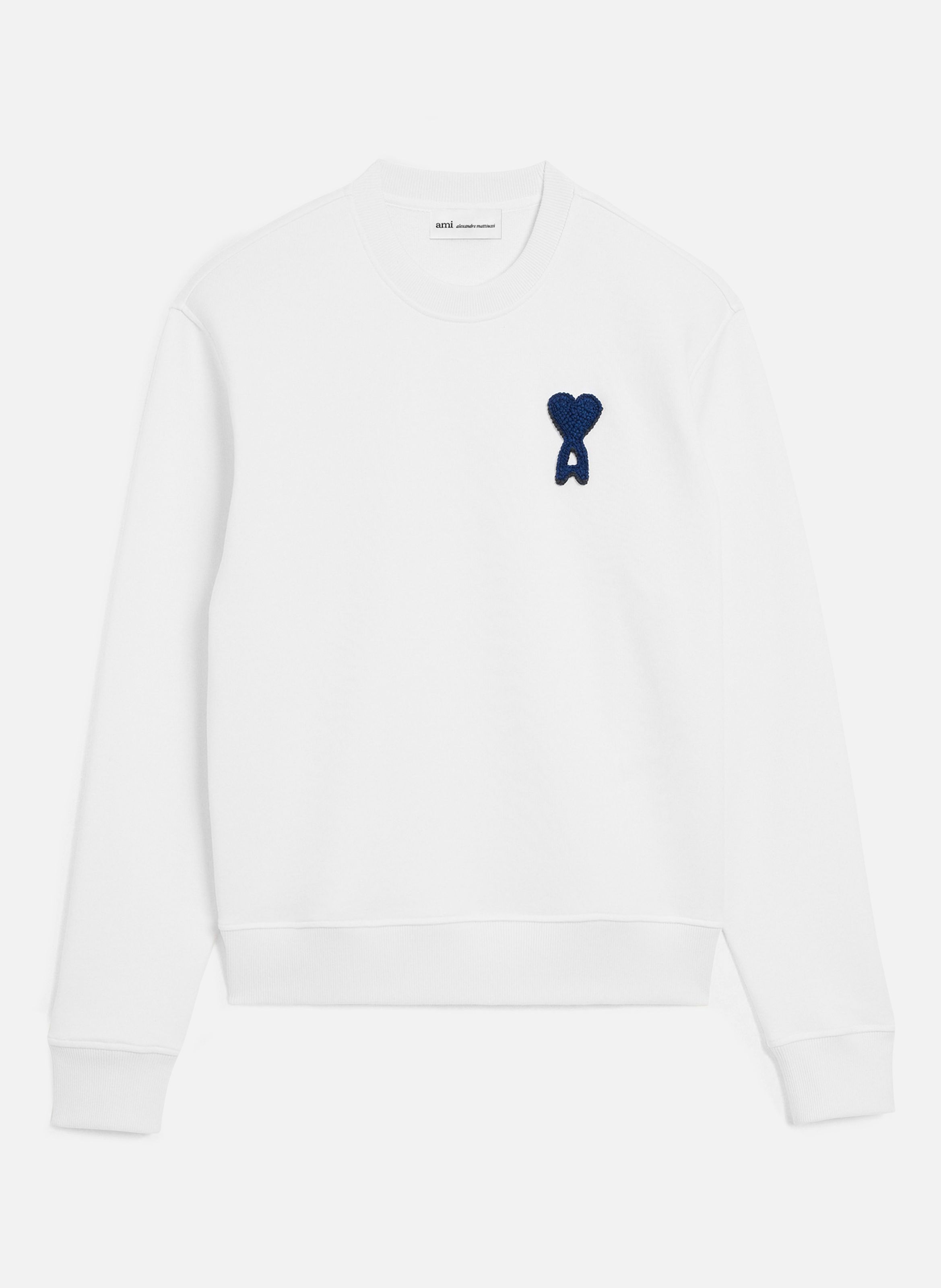 Sweatshirt ami de coeur crochet unisexe en coton AMI PARIS Blanc