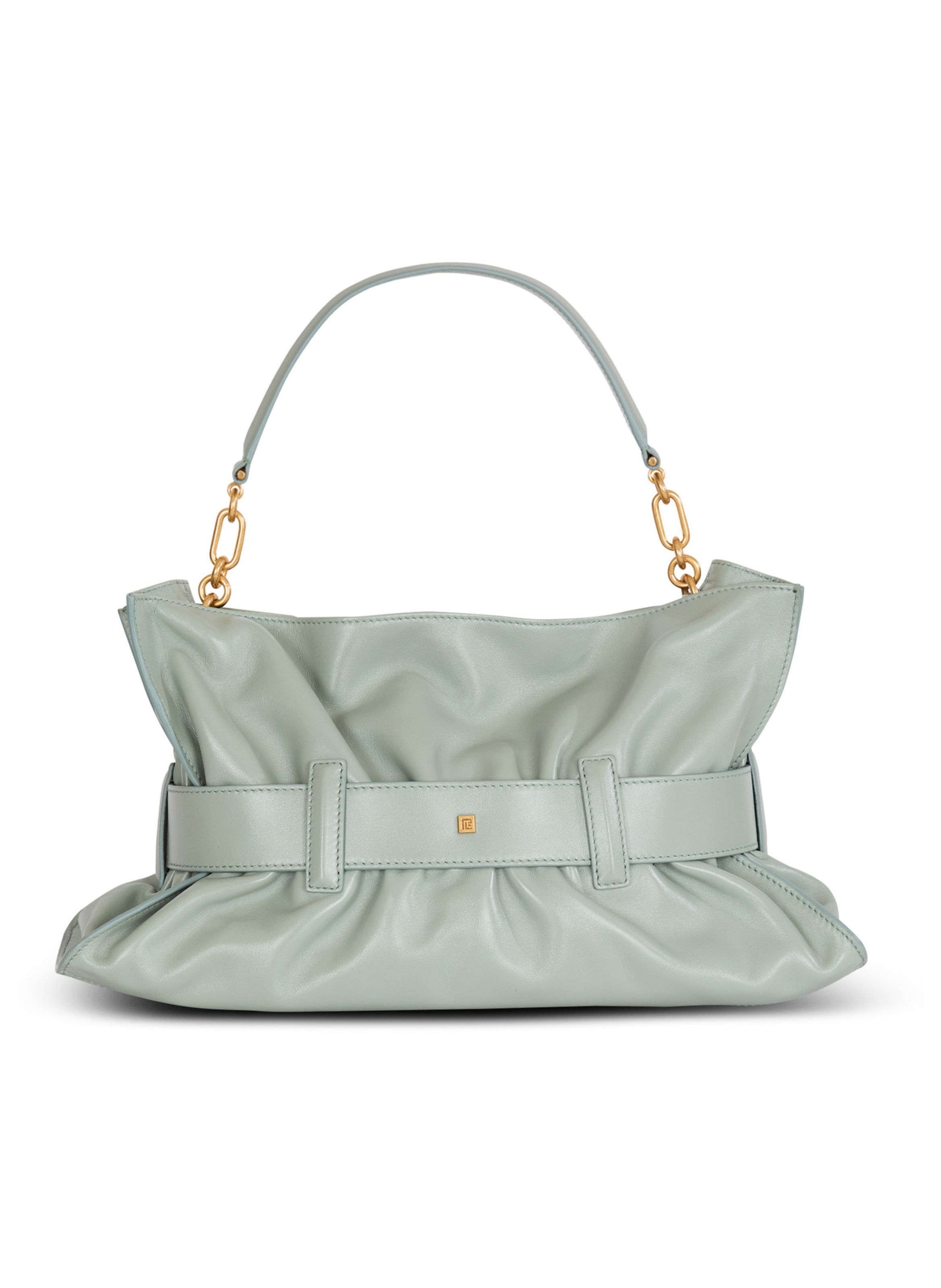 Sac anthem médium en cuir de veau BALMAIN Vert