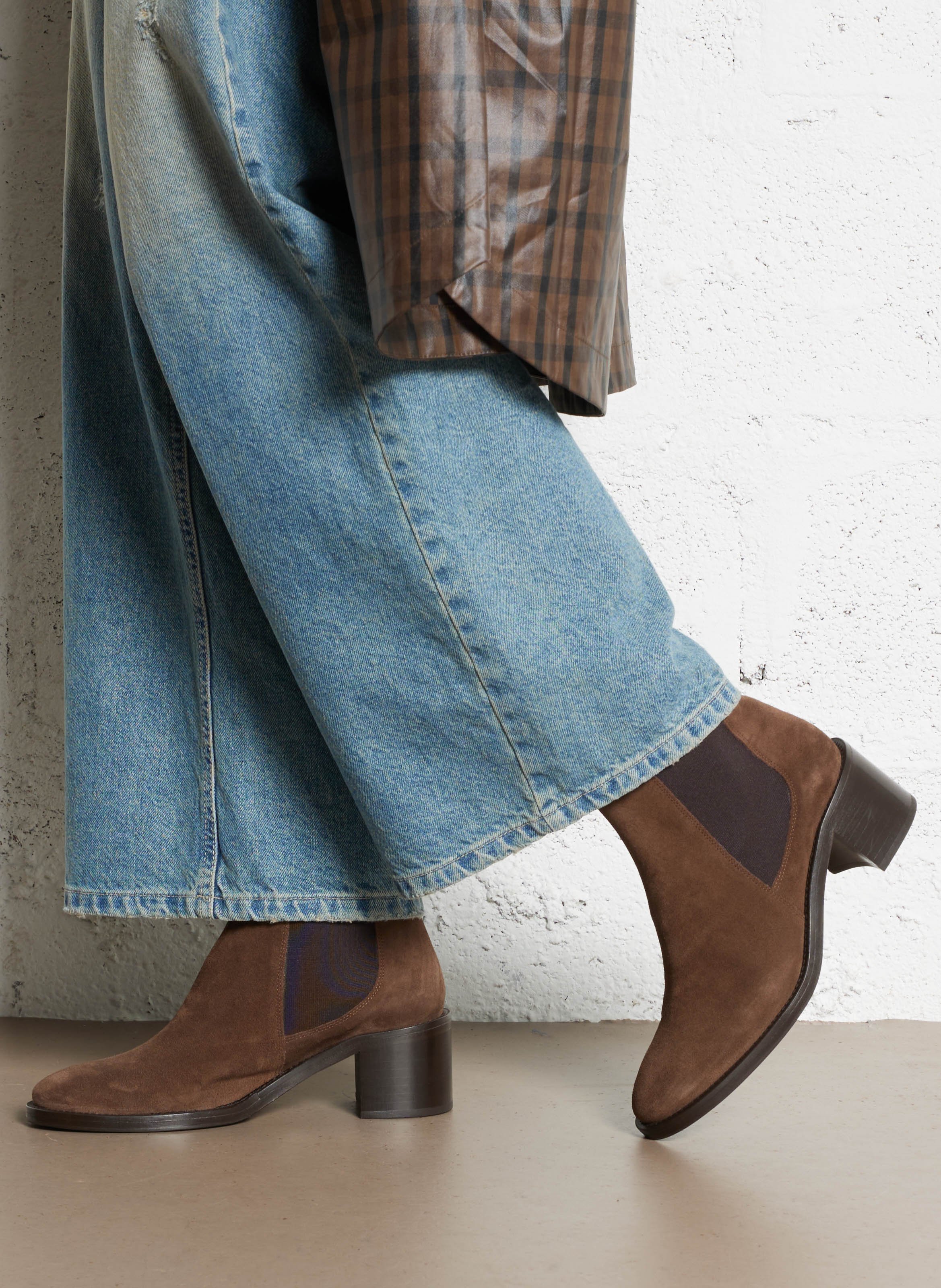 Bottines à talons en cuir n°289 RIVECOUR Marron