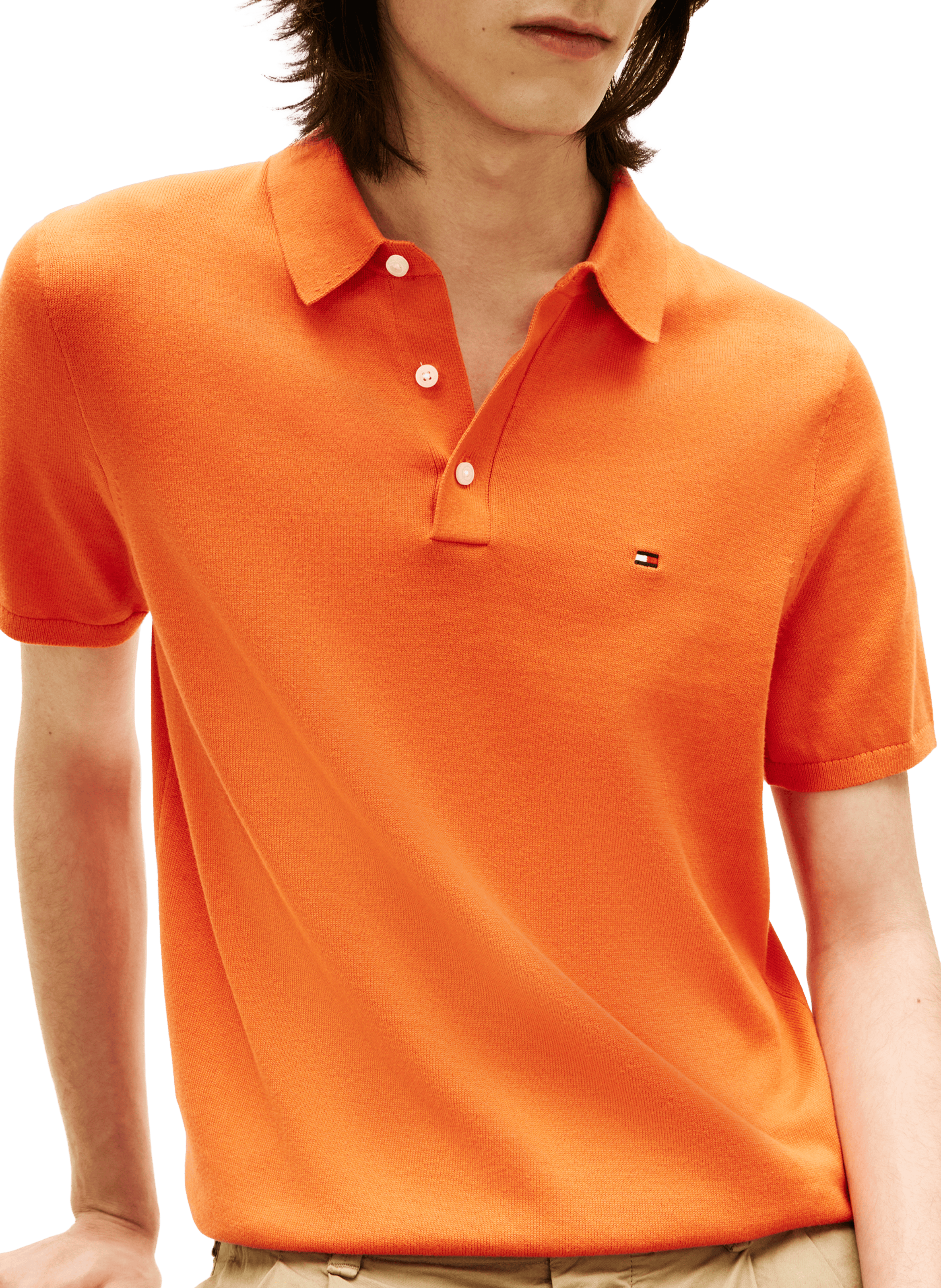 Polo rayé en coton TOMMY HILFIGER Orange
