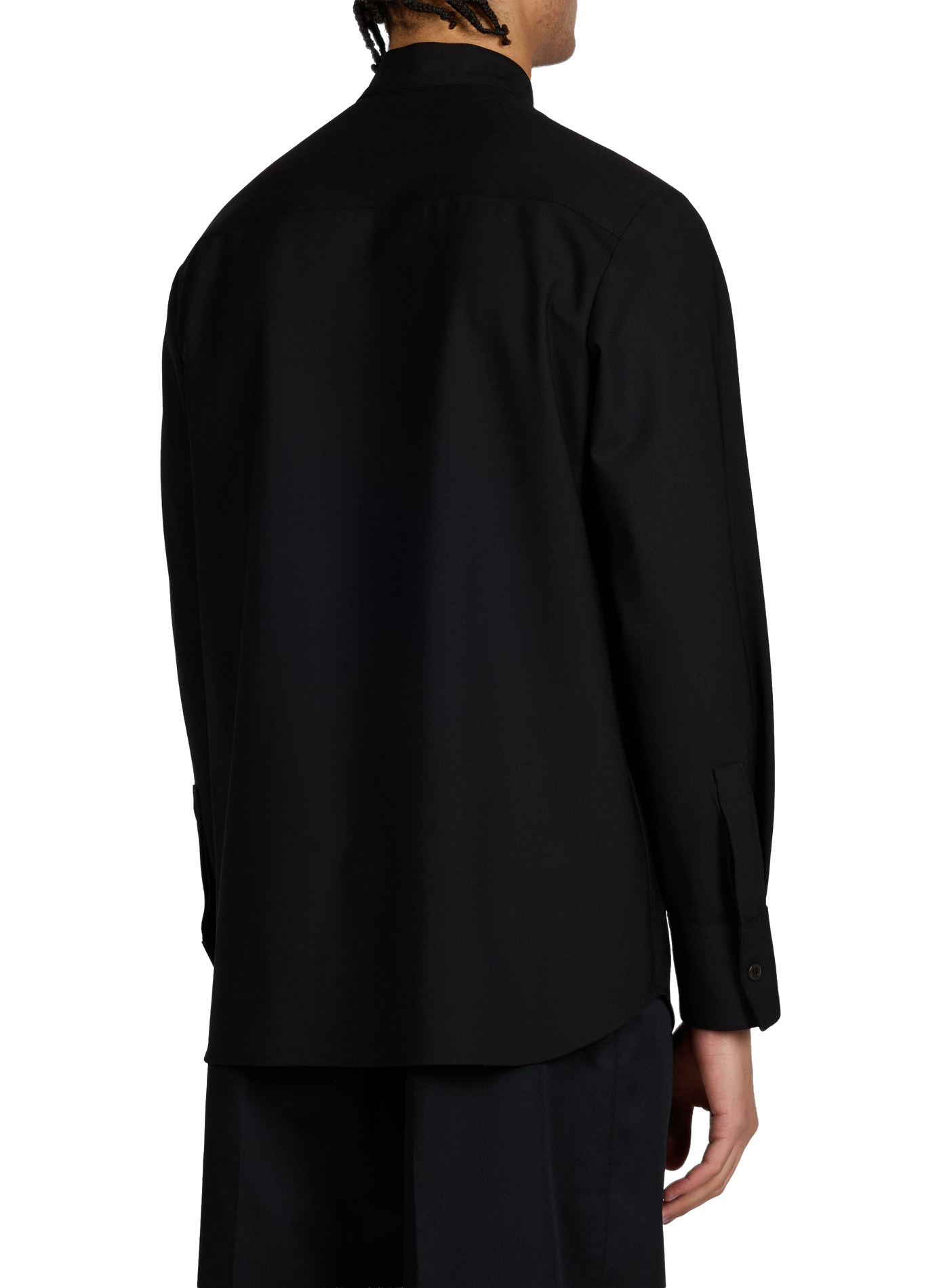 Chemise à col officier en laine vierge mélangée EMPORIO ARMANI Noir