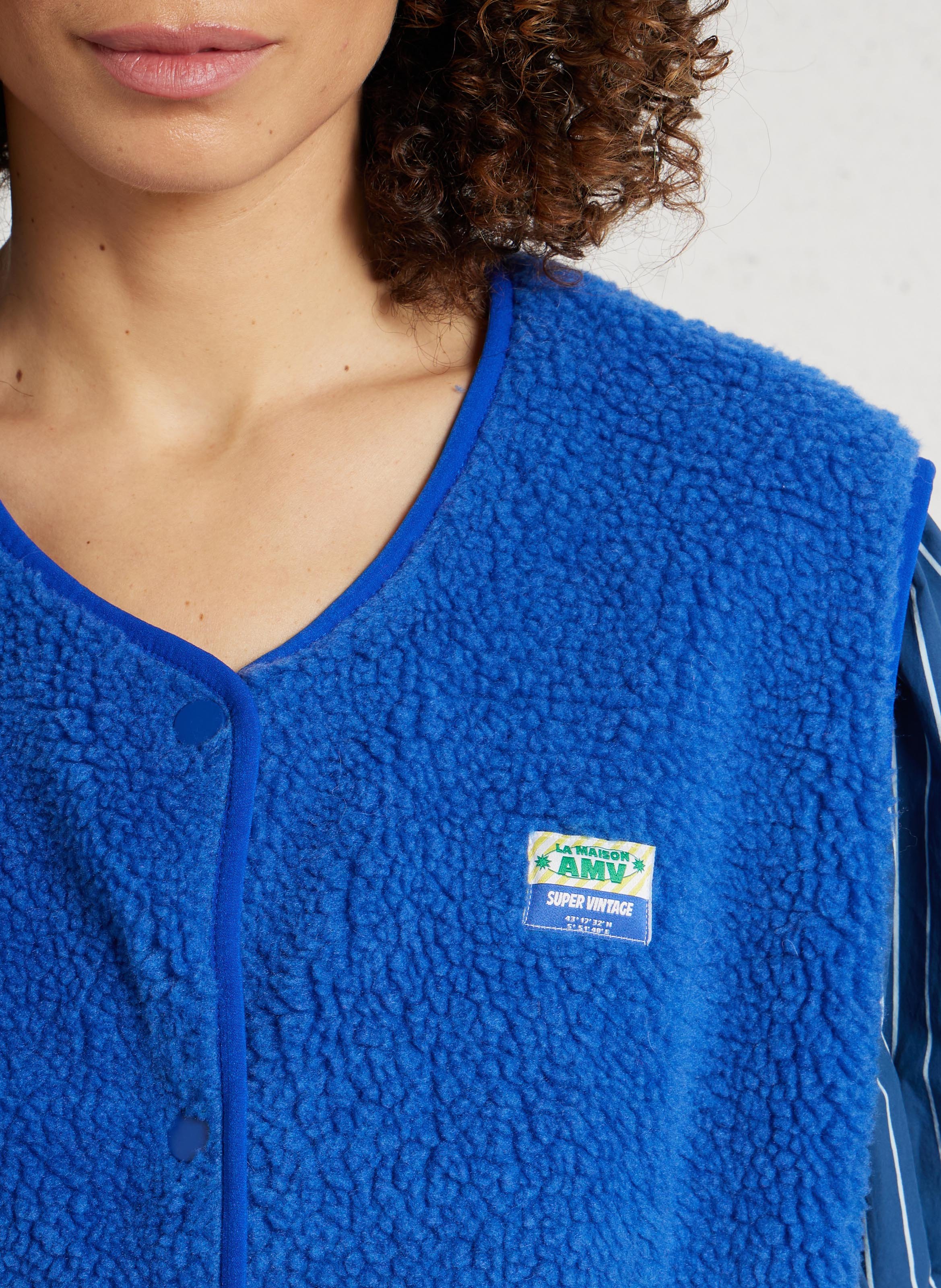 Gilet col rond molletonné sans manches hoktown AMERICAN VINTAGE Bleu