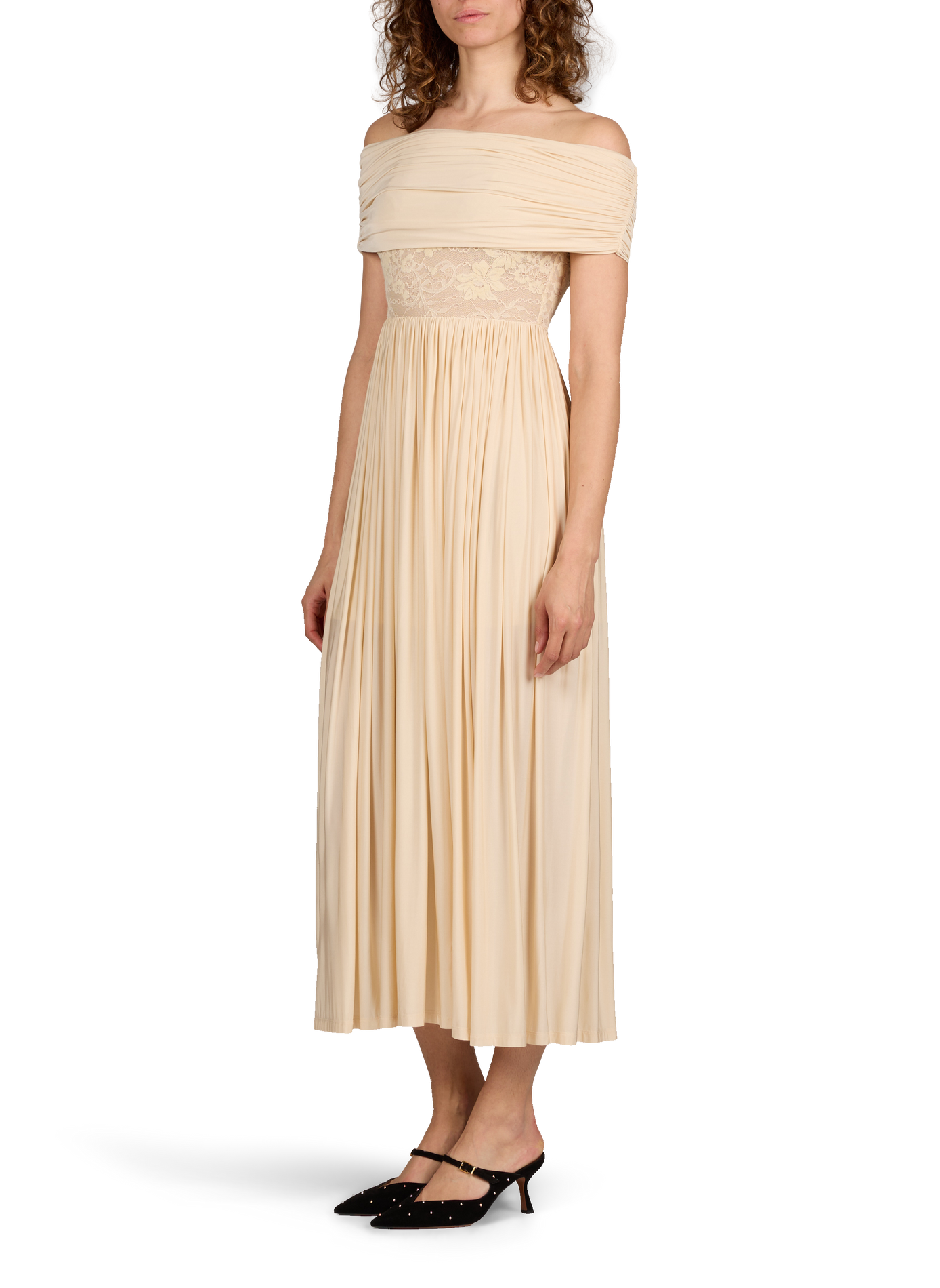 Midi dress with lace panel ZIMMERMANN White