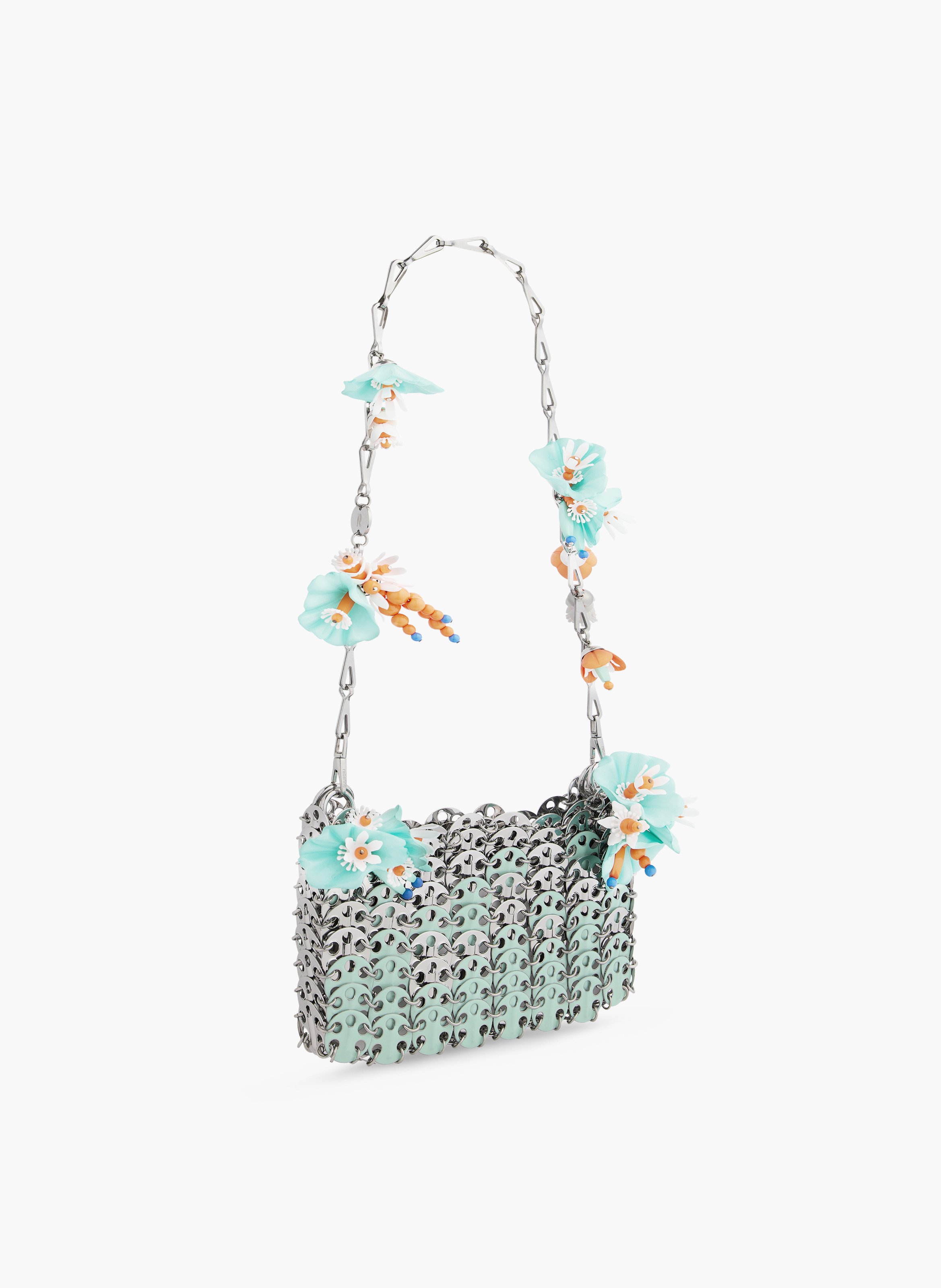 Sac 1969 nano bicolore avec détails de fleurs RABANNE Vert