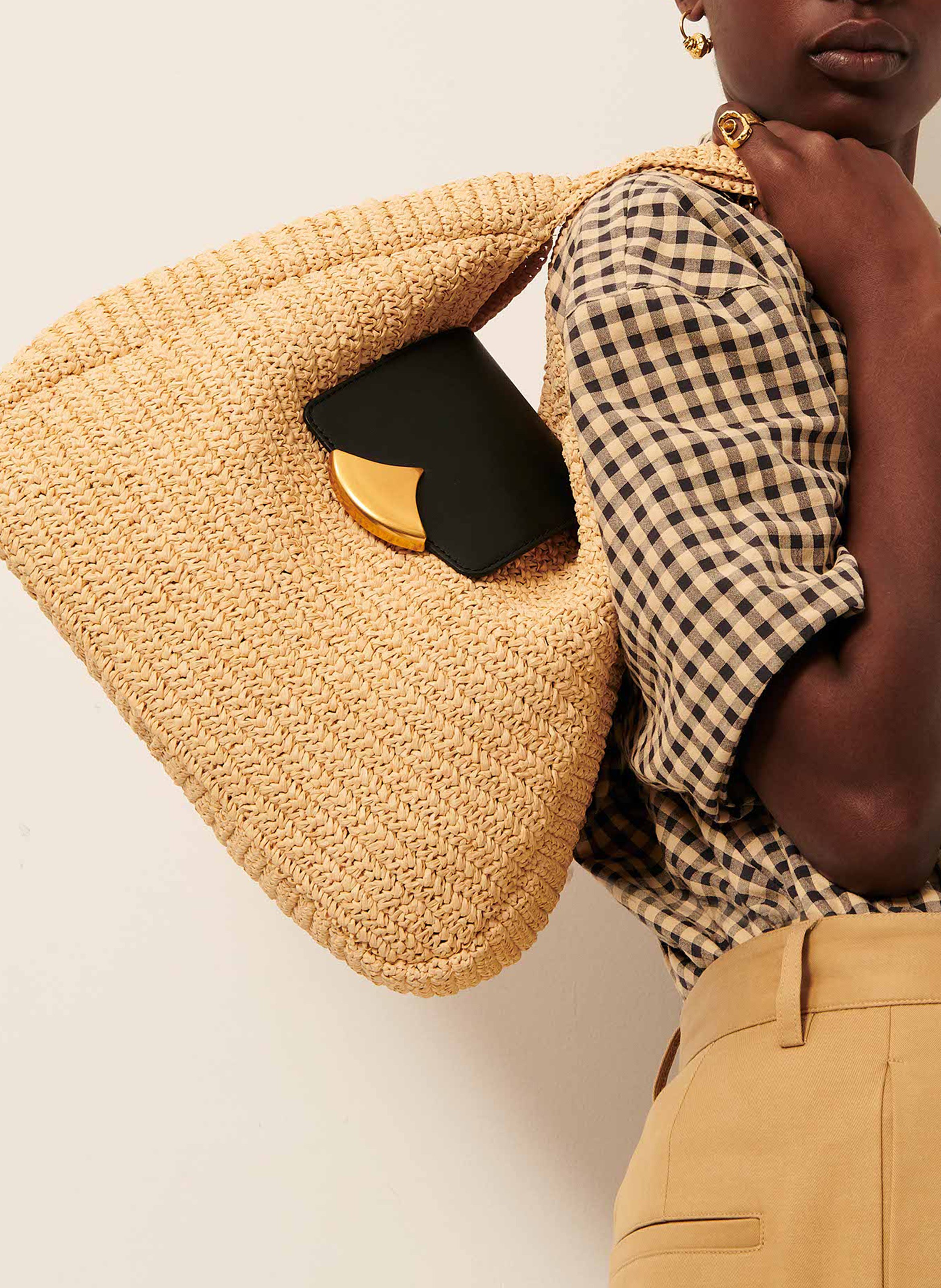 Sac hobo en paille grande maeluz SESSUN Marron