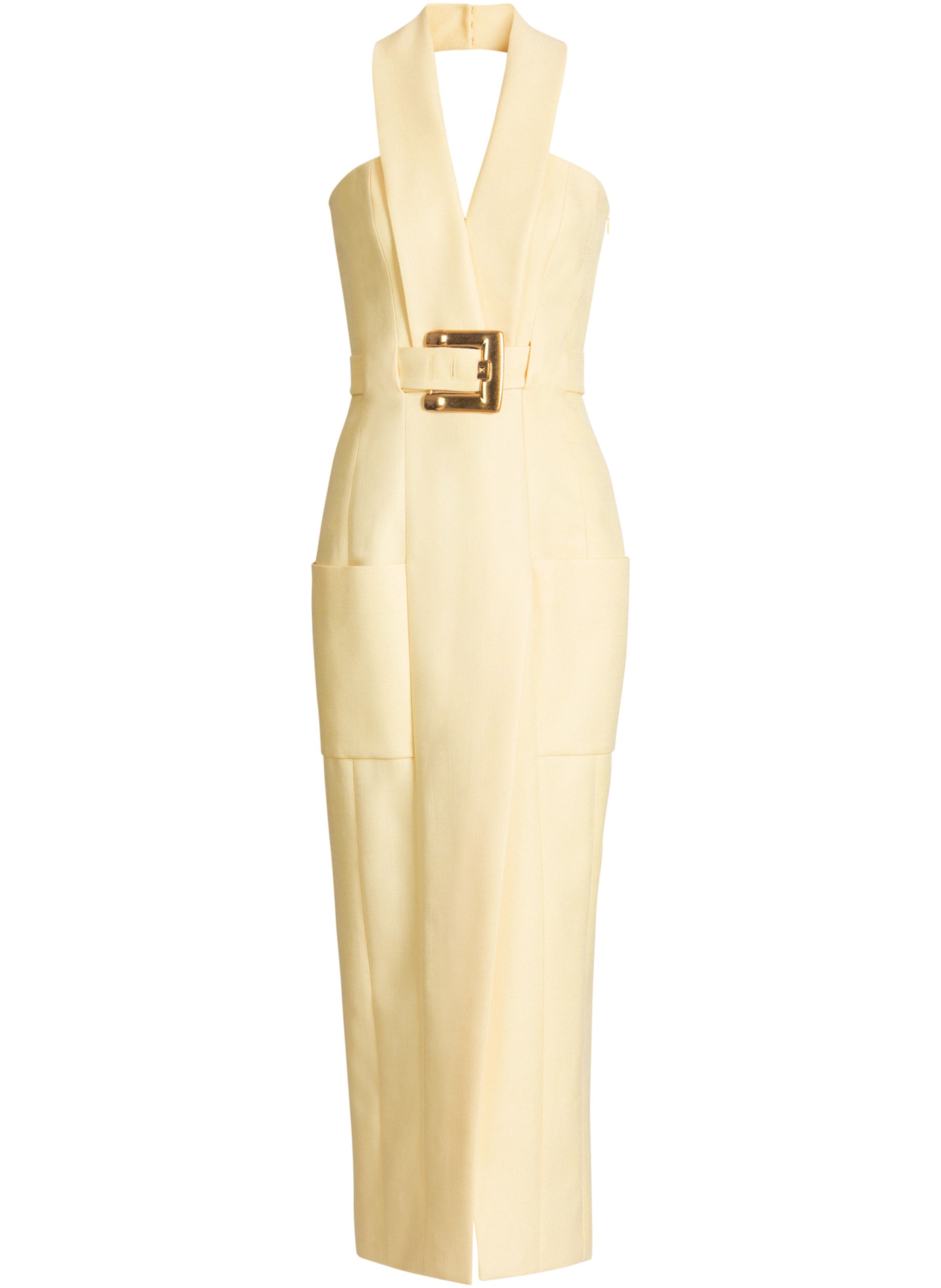 Robe longue ceinturée BALMAIN Jaune