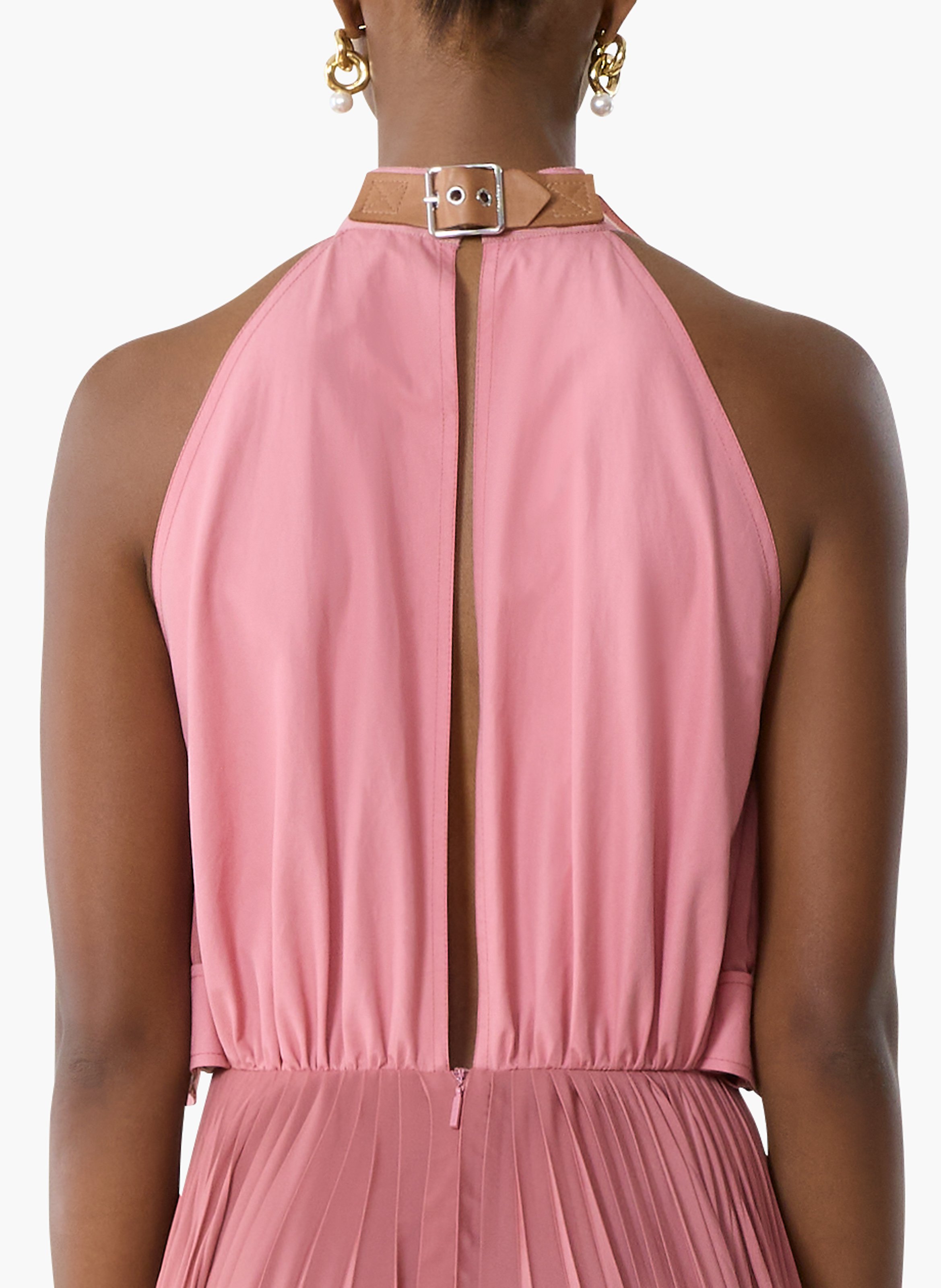 Robe plissée en charmeuse et coton LANVIN Rose