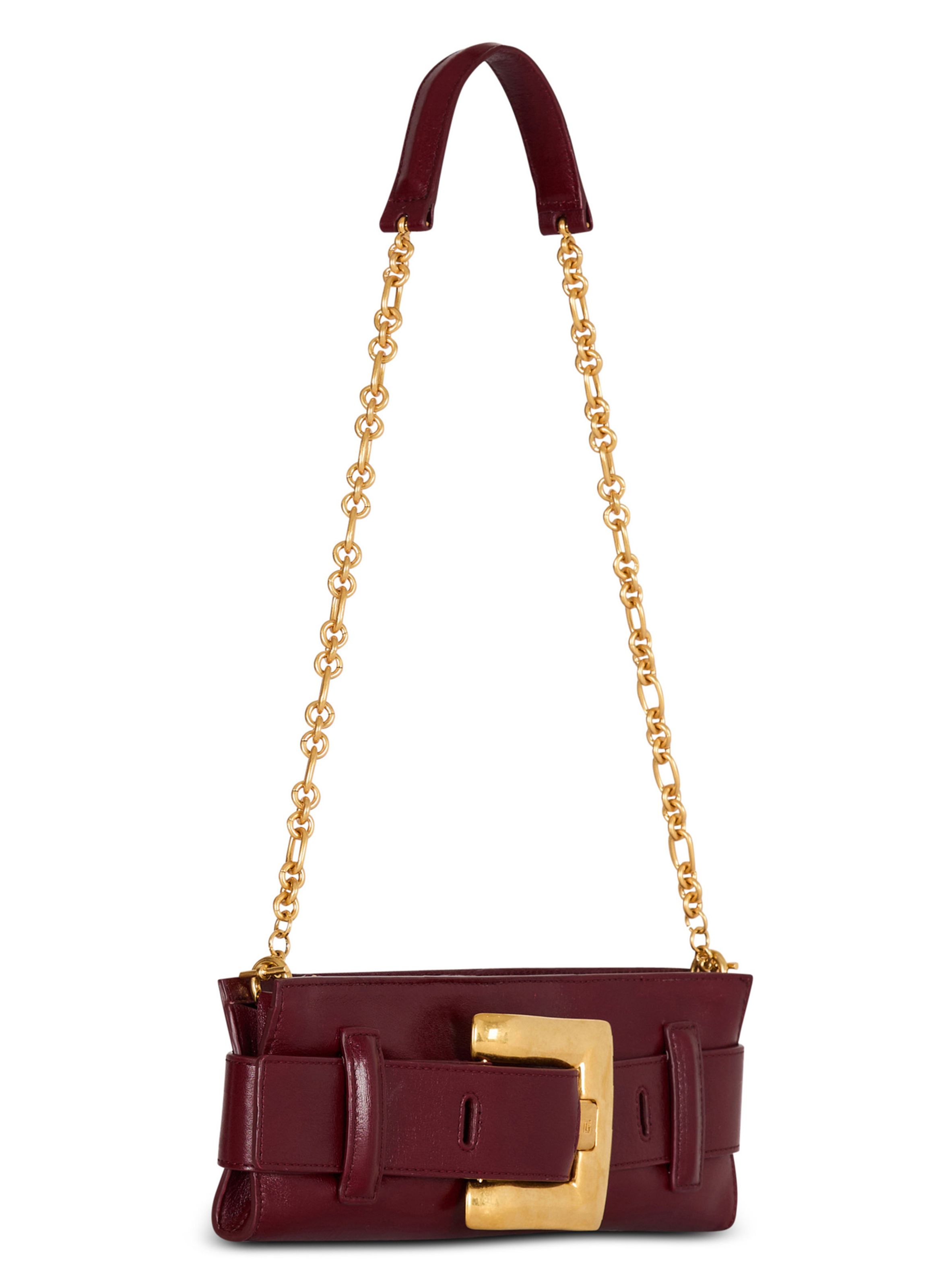 Pochette anthem en cuir de veau BALMAIN Marron
