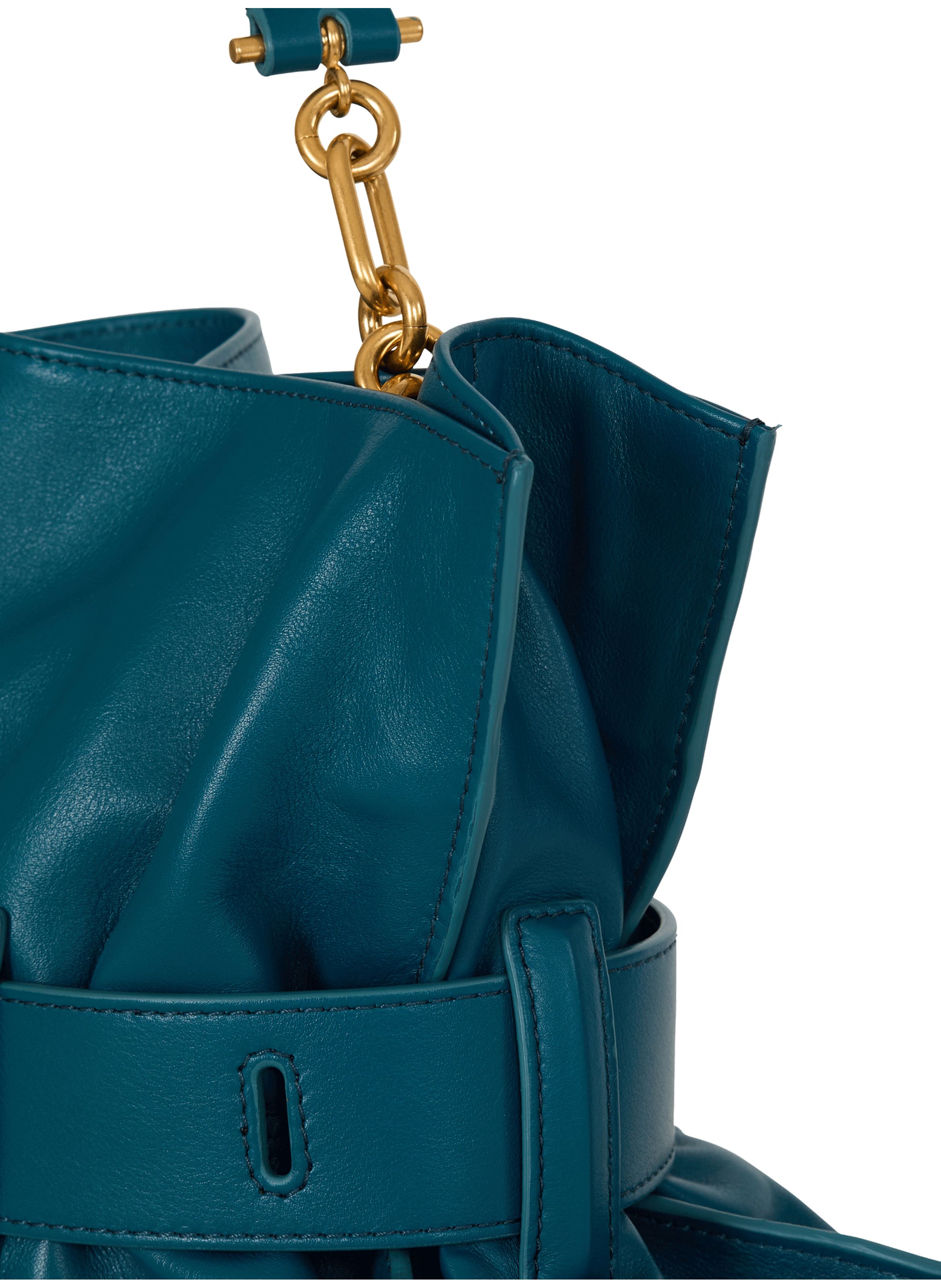 Sac anthem medium en cuir lisse BALMAIN Bleu
