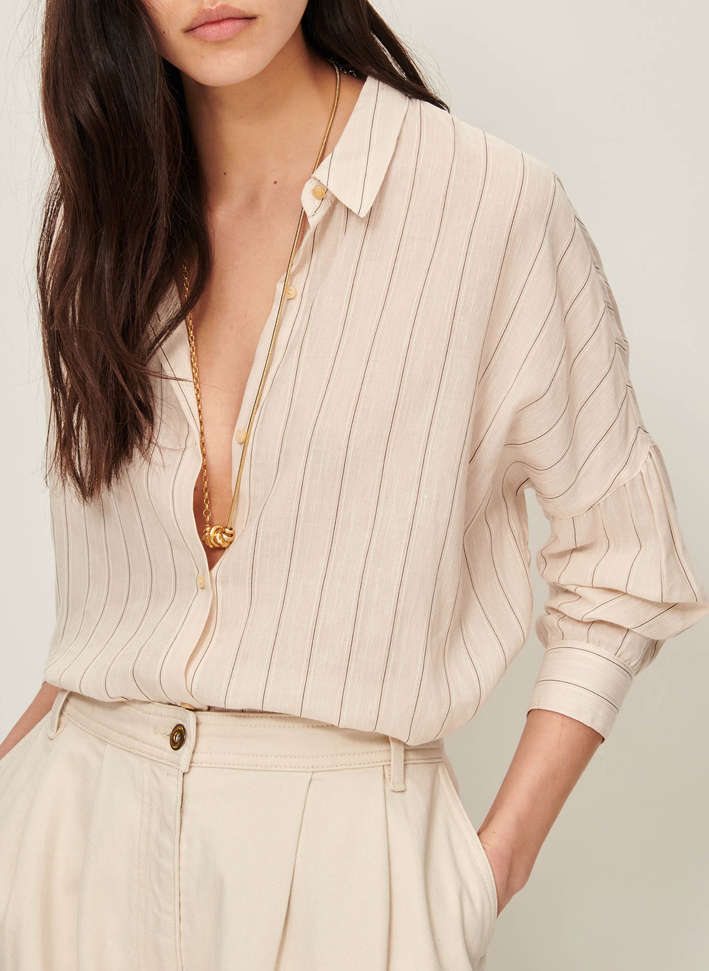 Chemise ample col classique botan SESSUN Beige