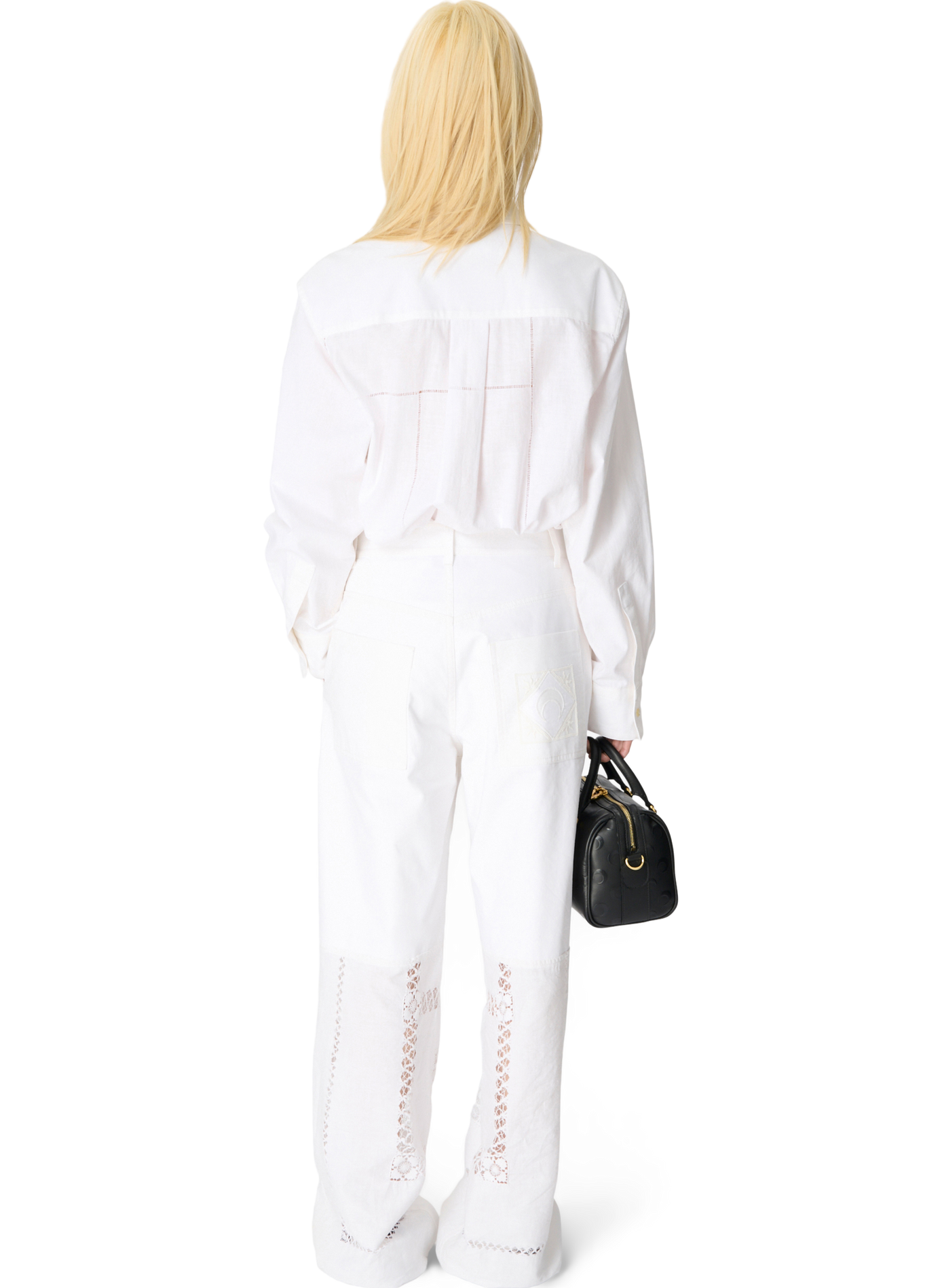 Regenerated household linen straight trousers unisex MARINE SERRE White