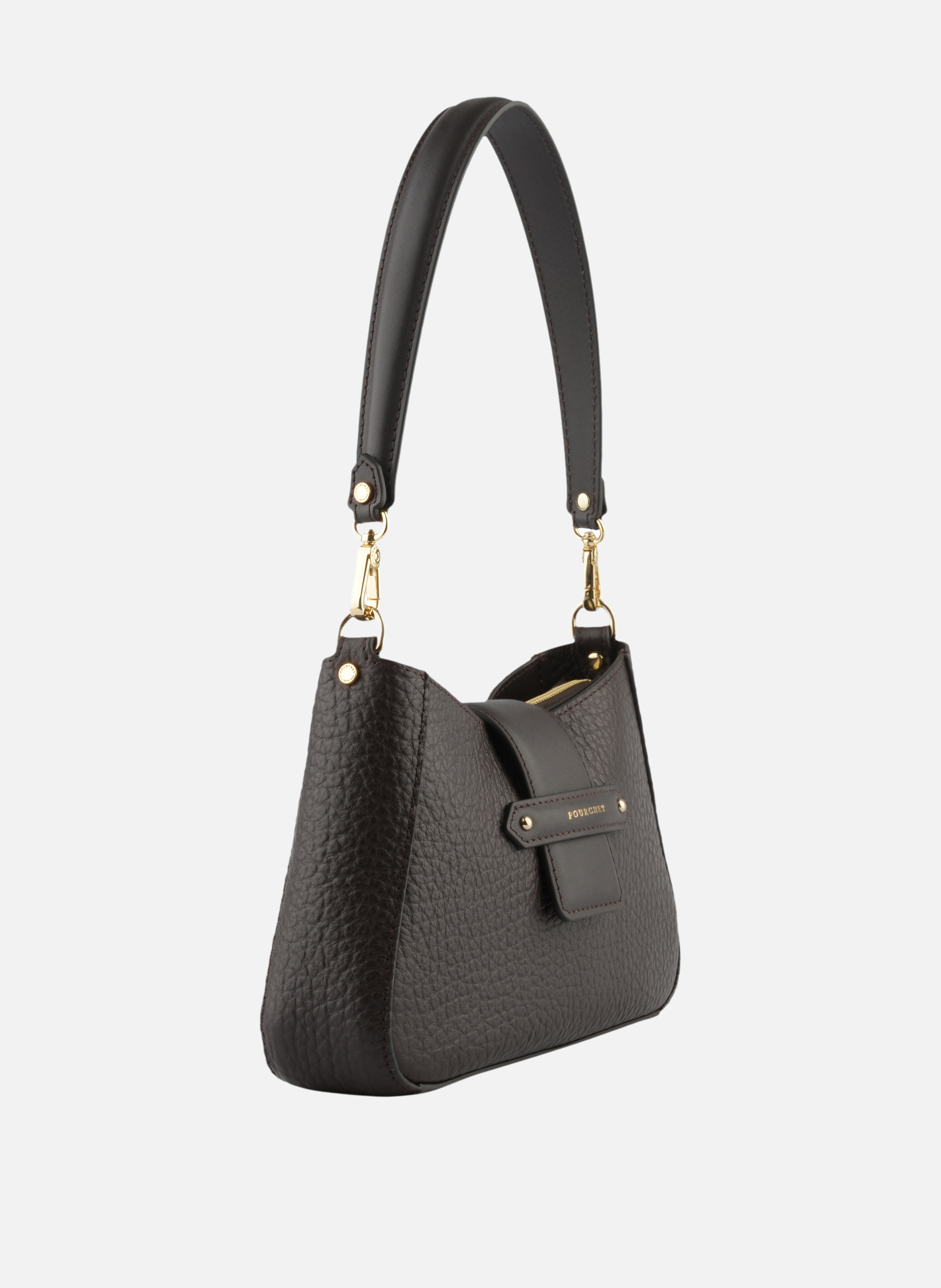 Fleuves | sac à main en cuir de vachette POURCHET Marron
