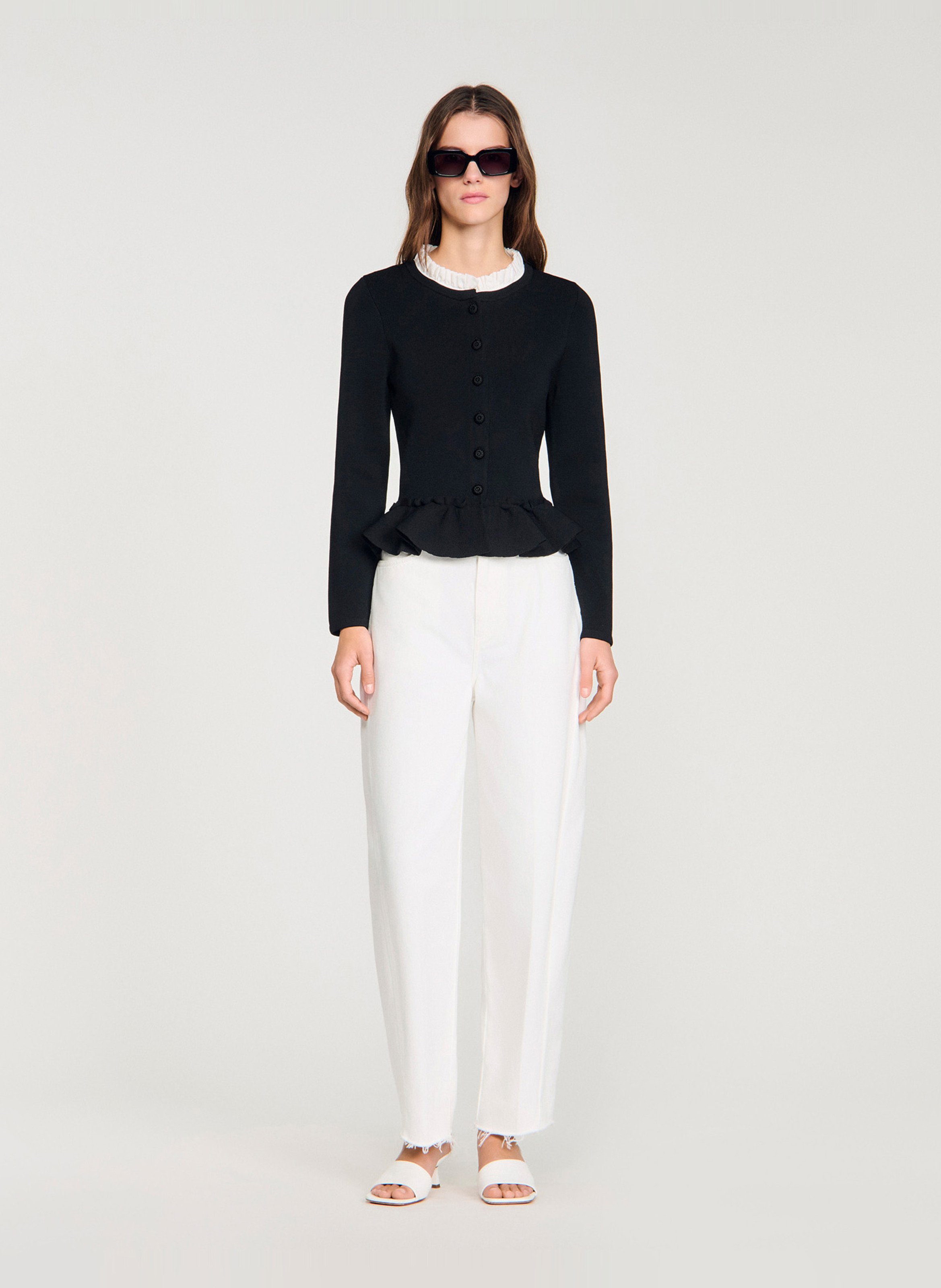 Cardigan cintré col victorien SANDRO Noir