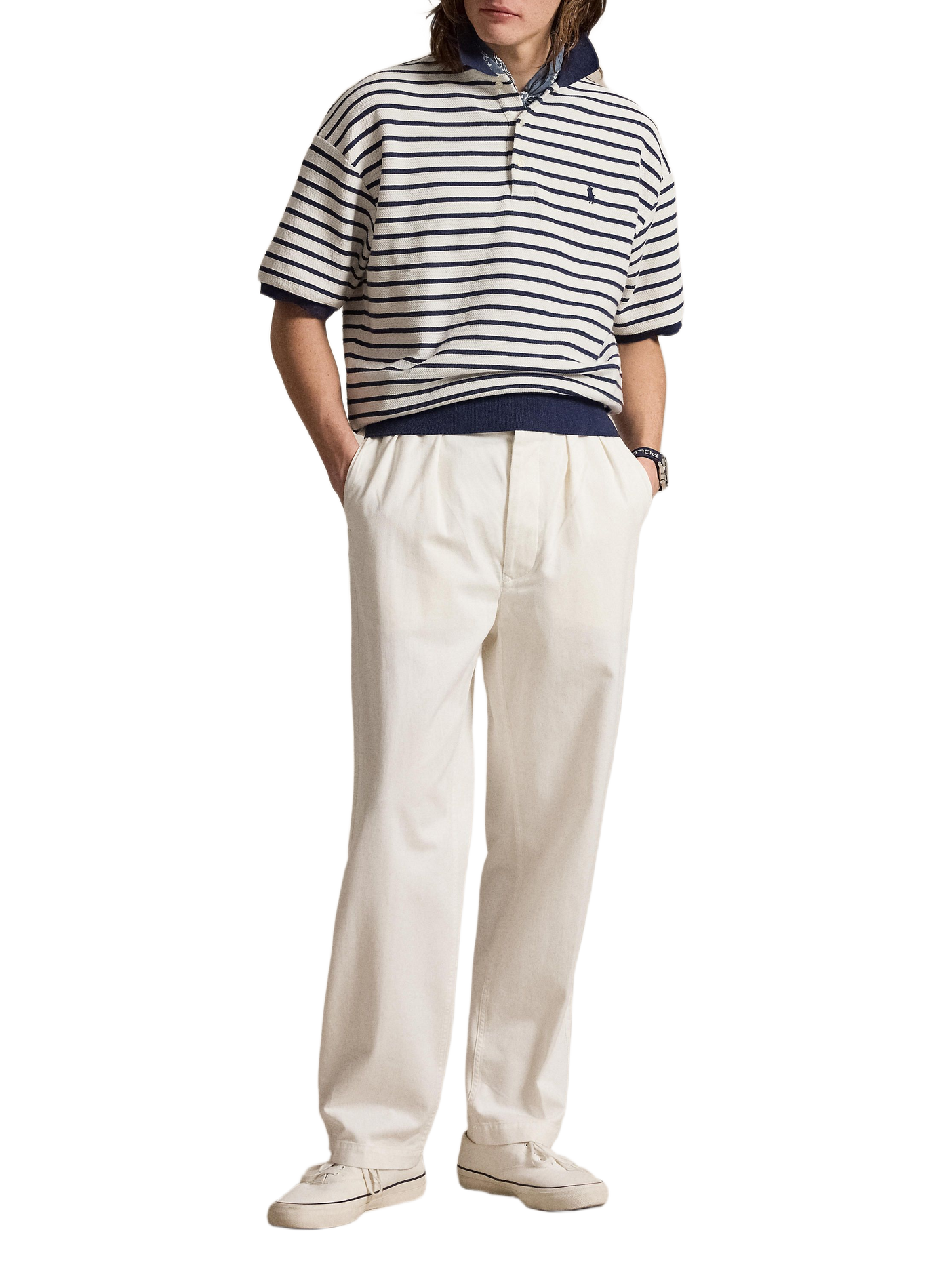 Short-sleeved striped cotton polo | Beige POLO RALPH LAUREN Men
