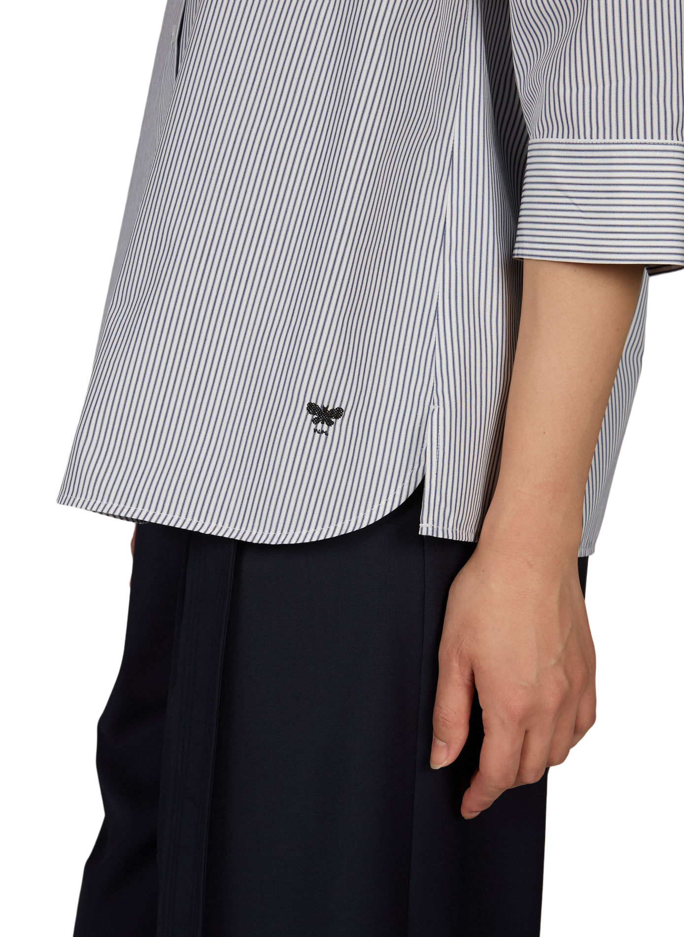 Striped cotton shirt with three-quarter sleeves MAX MARA WEEK END Blue