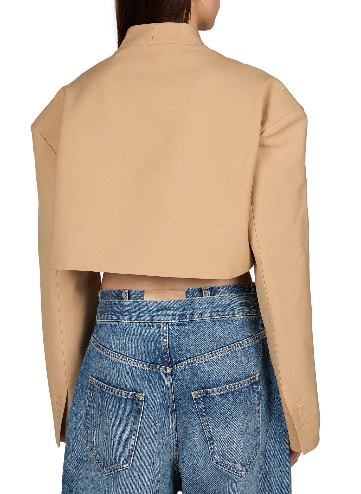 Collarless wool blend jacket A.W.A.K.E. MODE Beige