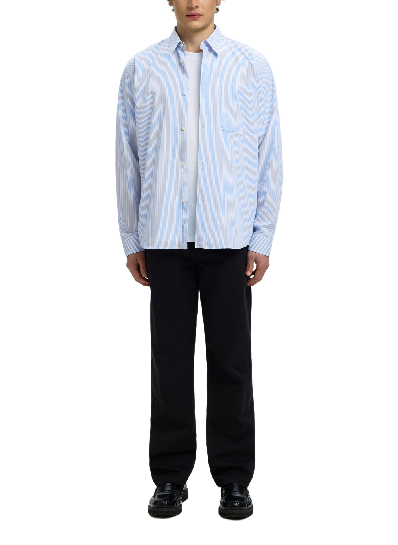 Chemise col classique en coton SELECTED Bleu