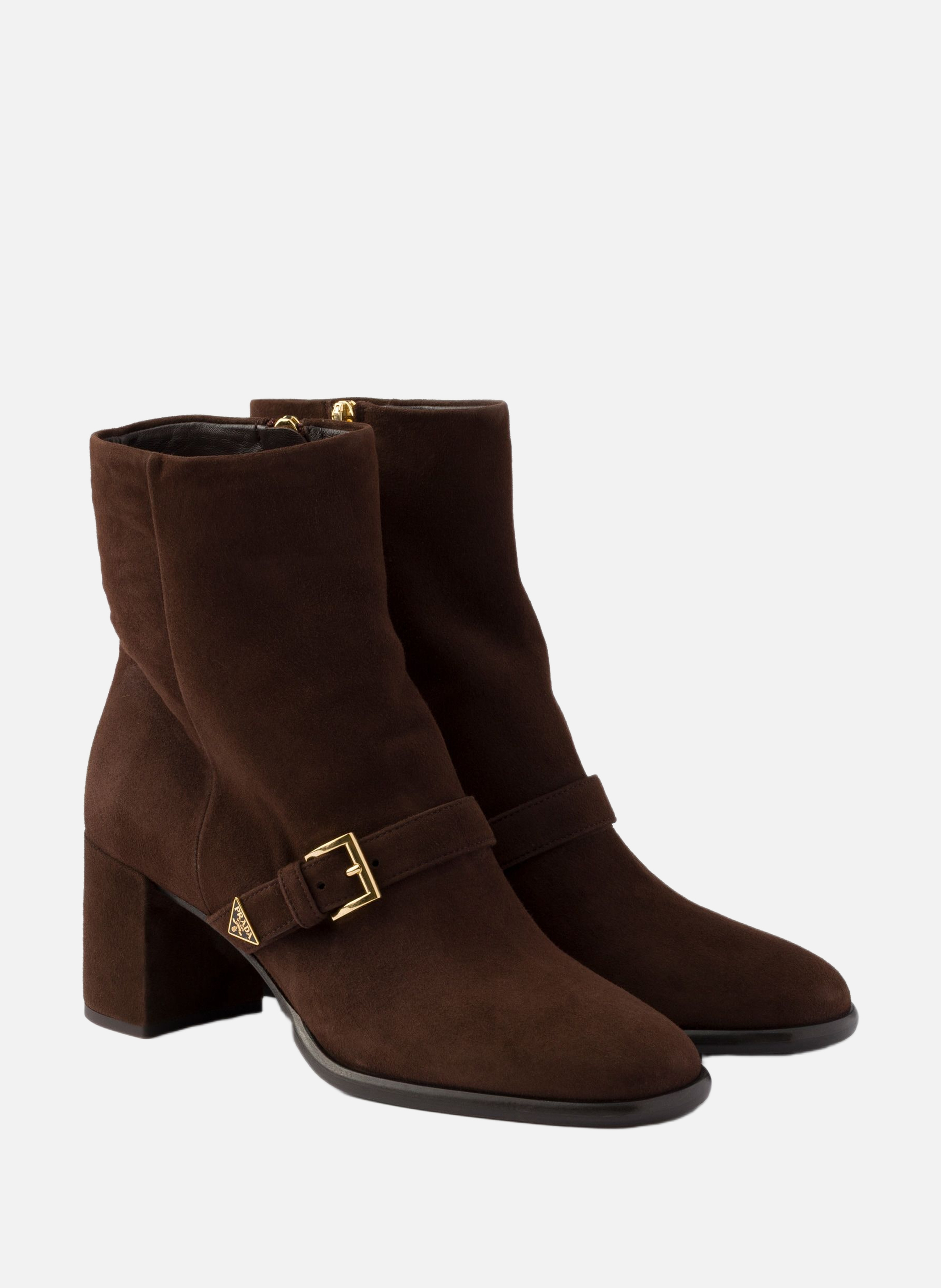 Bottines en veau velours PRADA Marron