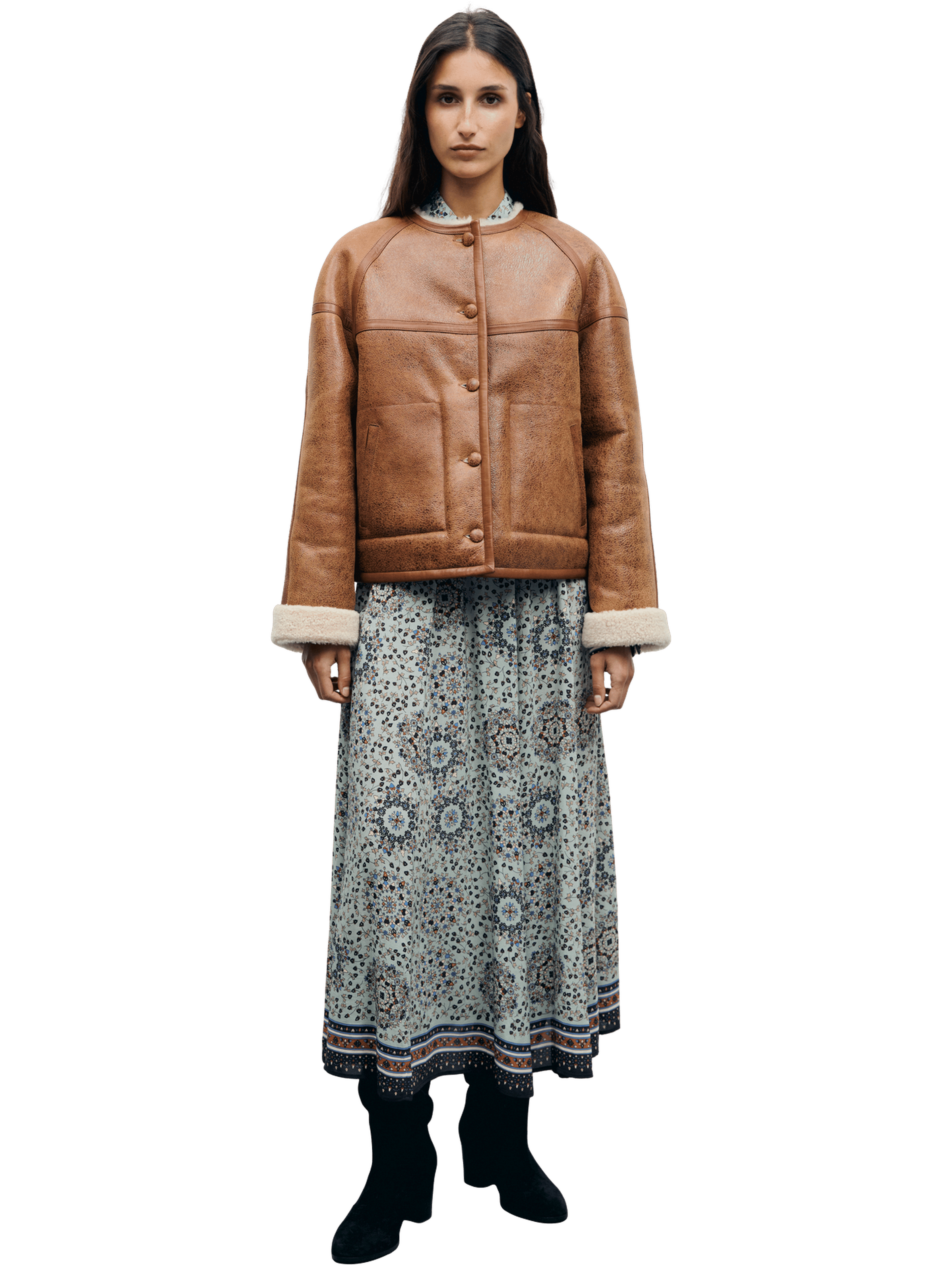 Blouson réversible en peau lainée - fawn GERARD DAREL Beige