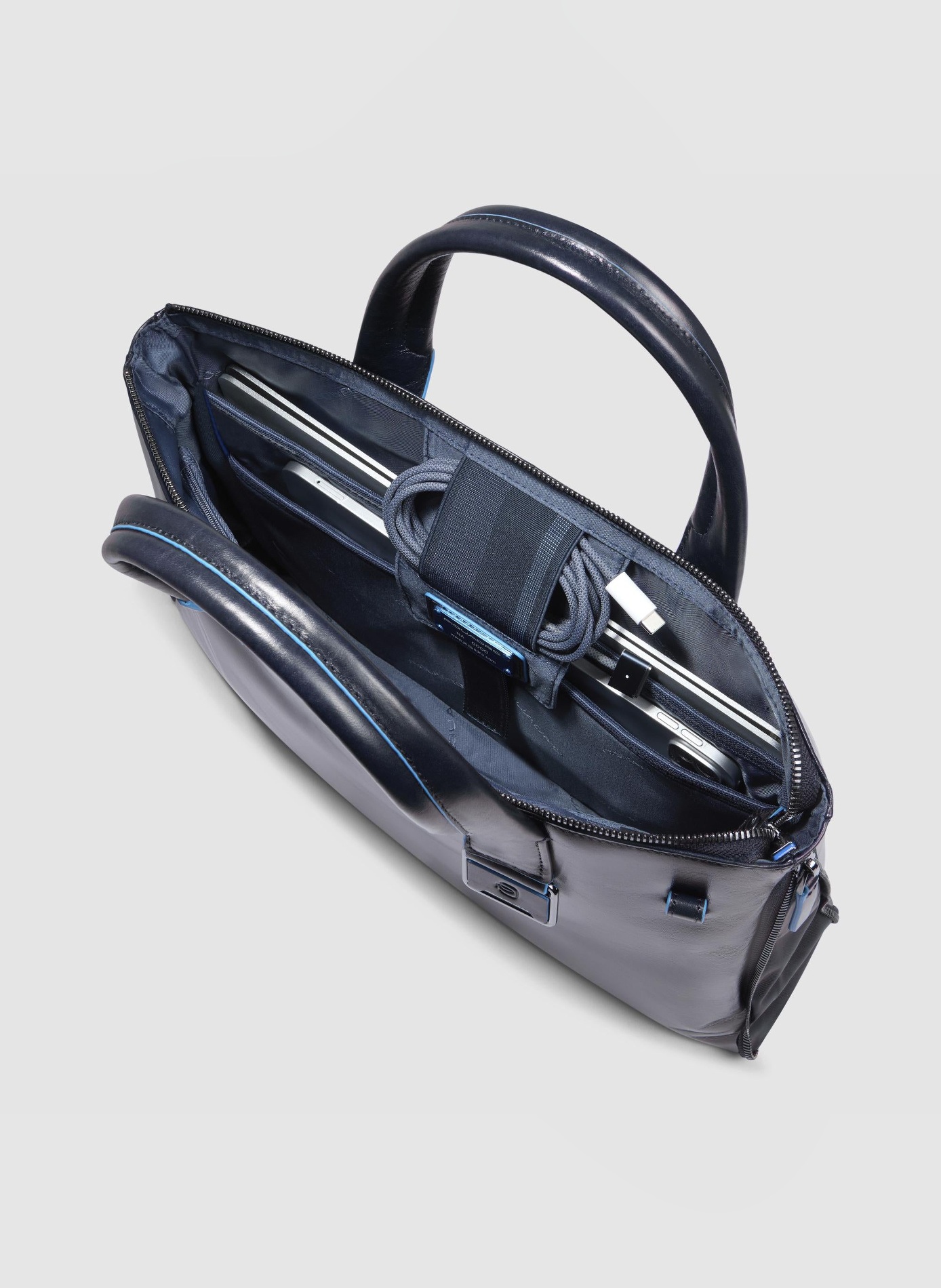 Sac à ordinateur mince 14" personnalisable PIQUADRO Bleu