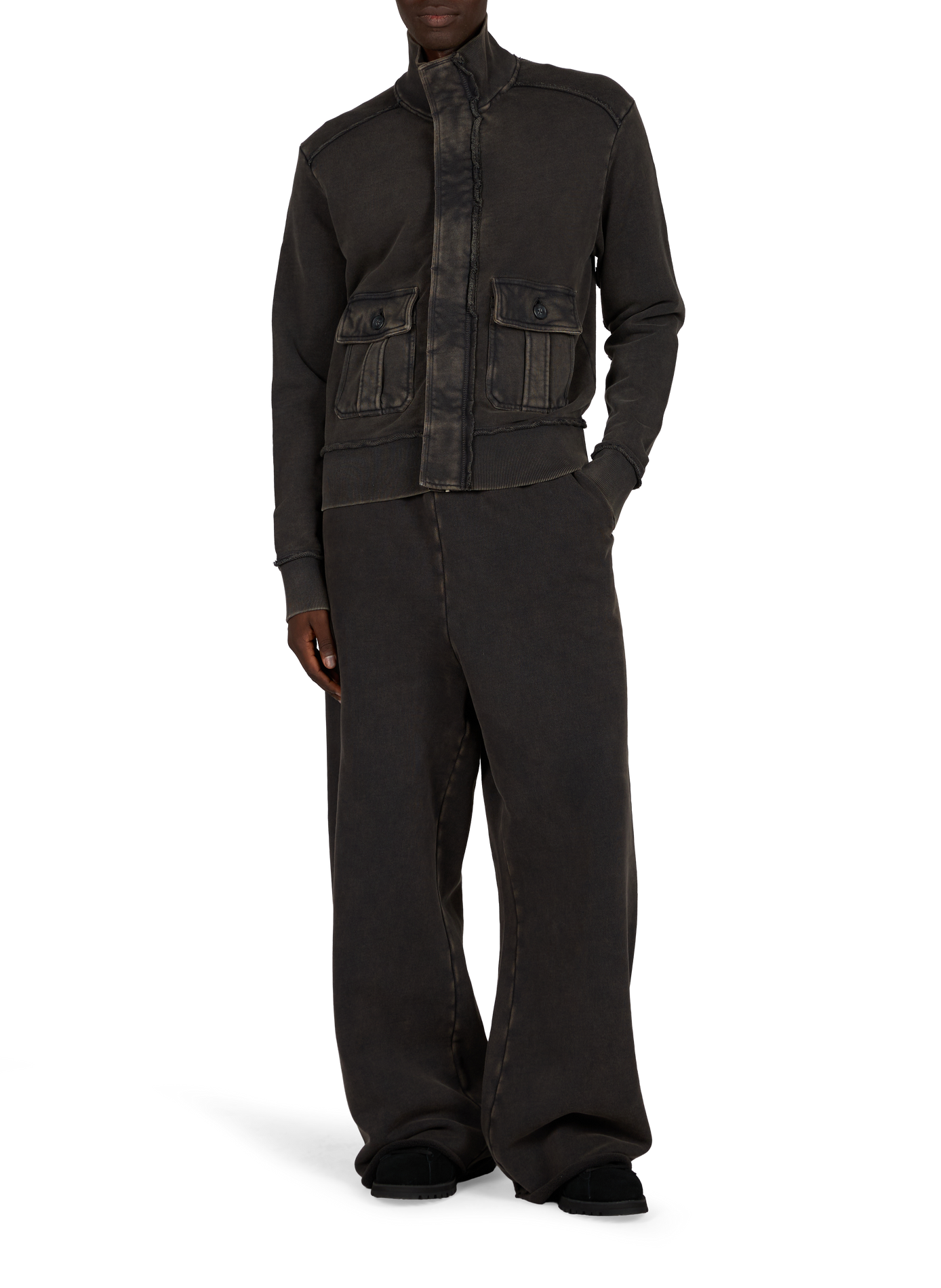 Straight jacket with high collar in cotton ENTIRE STUDIOS Black