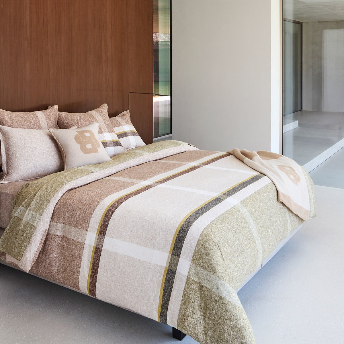 Drap housse en satin de coton, loomis BOSS HOME Marron