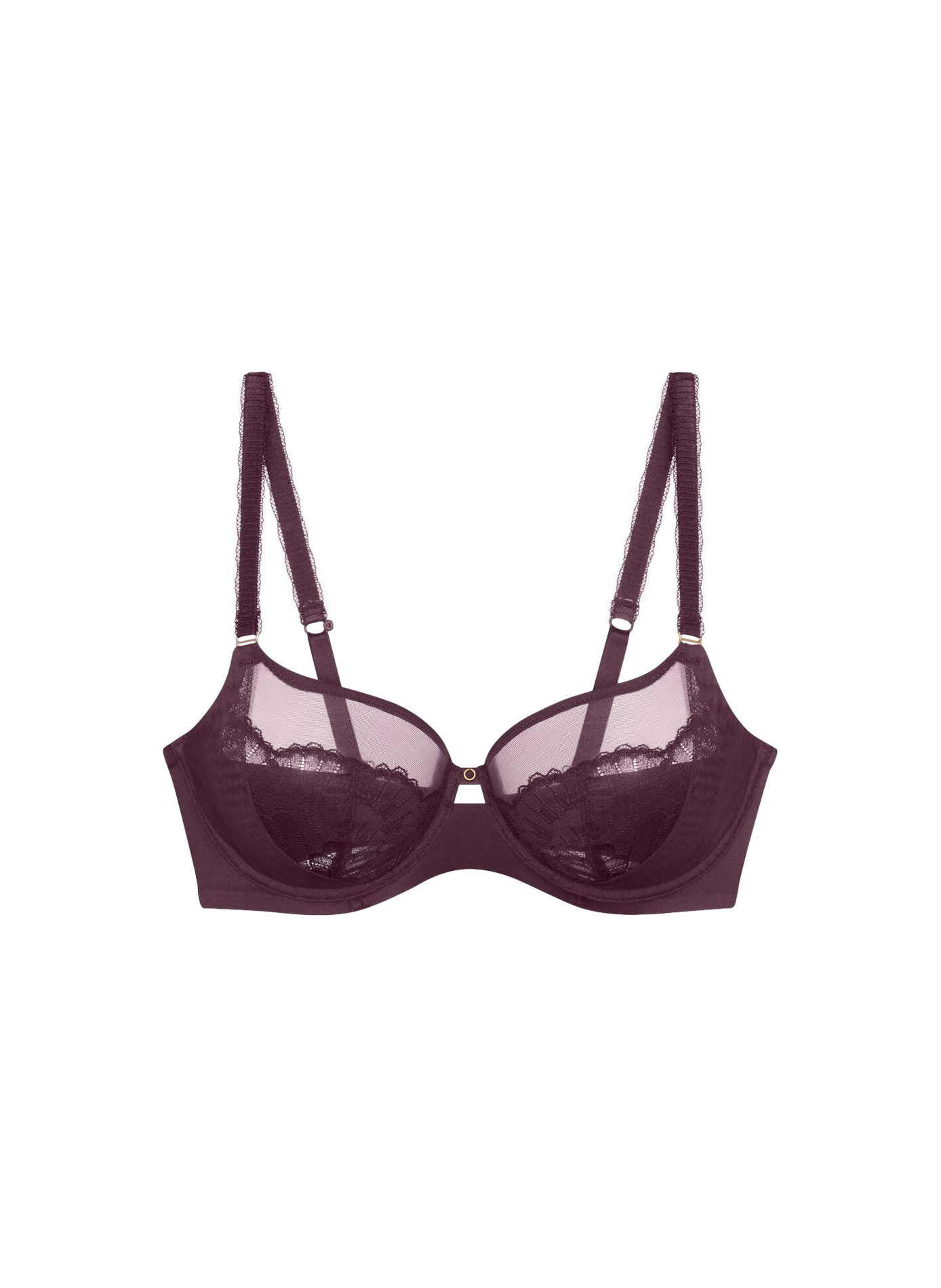 Geborduurde transparante beha TRIUMPH Rood