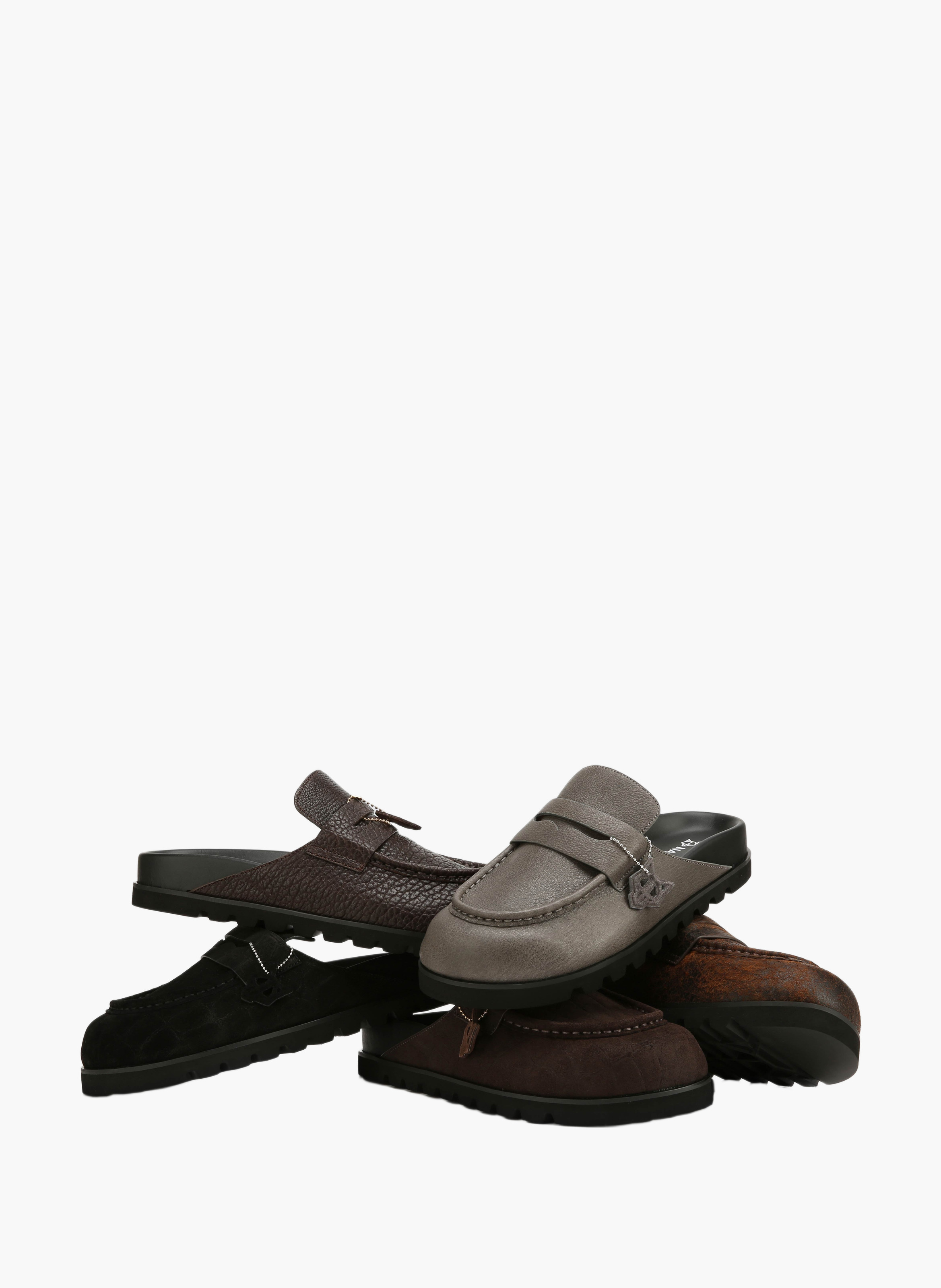 Mules cord en cuir vieilli NAKED WOLFE Marron