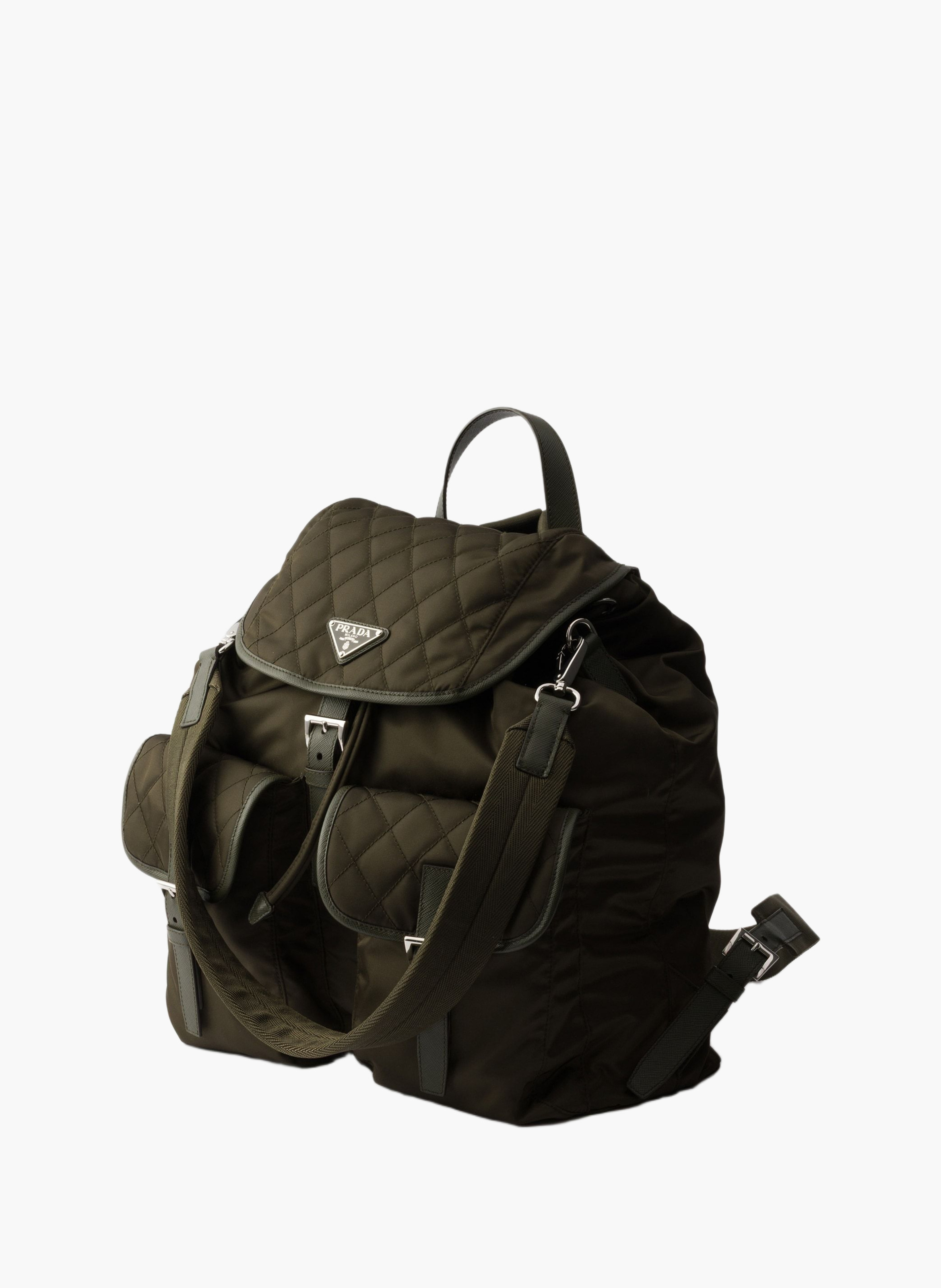 Sac à dos en re-nylon et cuir PRADA Vert
