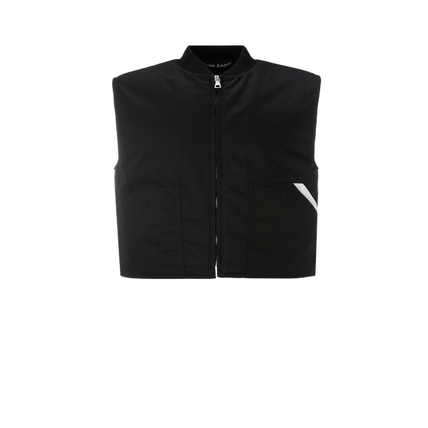 Palm Angels Sleeveless Cotton Jacket In Black