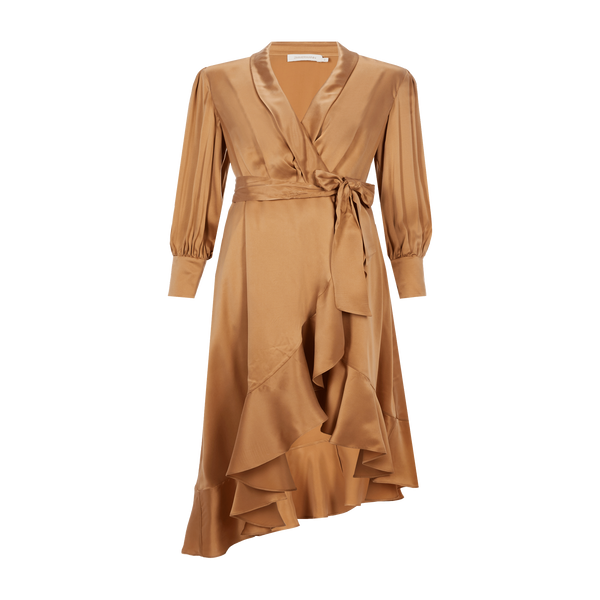 Zimmermann Long Silk Dress In Brown