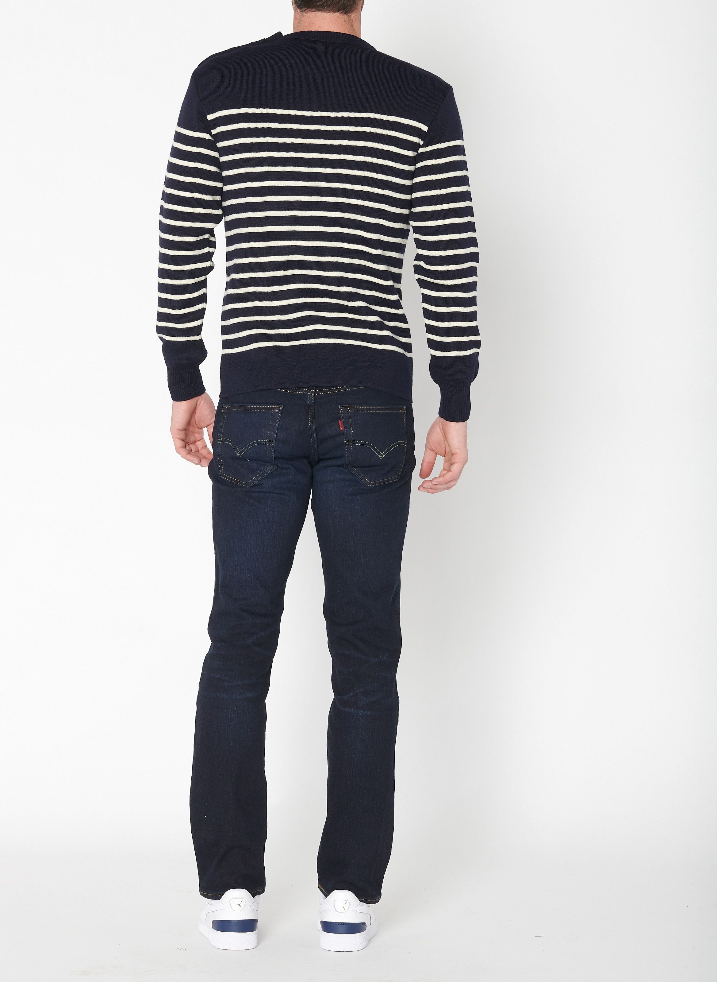 Pull col rond regular-fit en laine ARMOR-LUX Multicolore