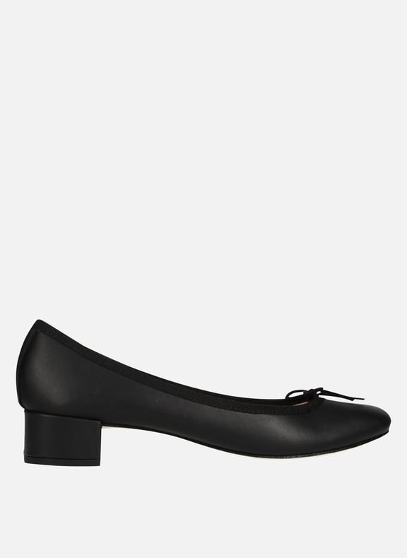 Ballerines à petits talons en cuir camille Noir by REPETTO REPETTO Ballerines à petits talons en cuir camille Noir