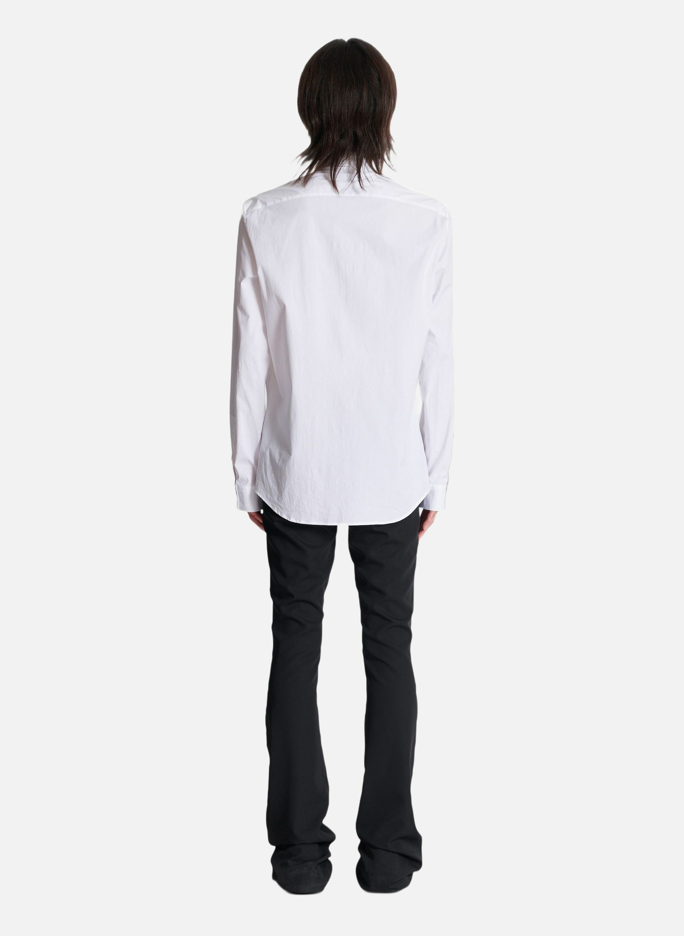 Chemise en popeline à col brodé BALMAIN Blanc