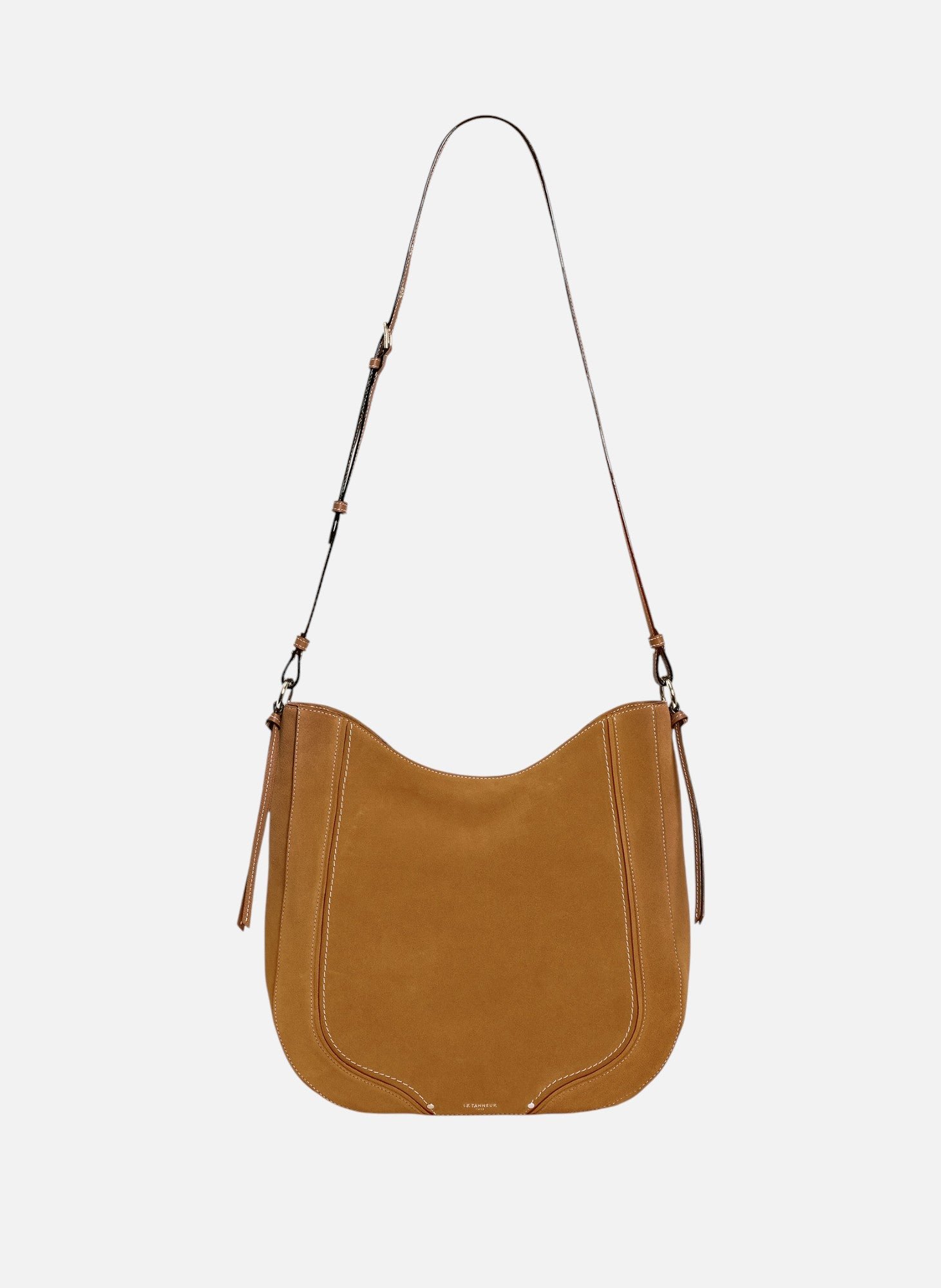 Sac hobo moyen modèle ella en cuir grainé et nubuck LE TANNEUR Marron